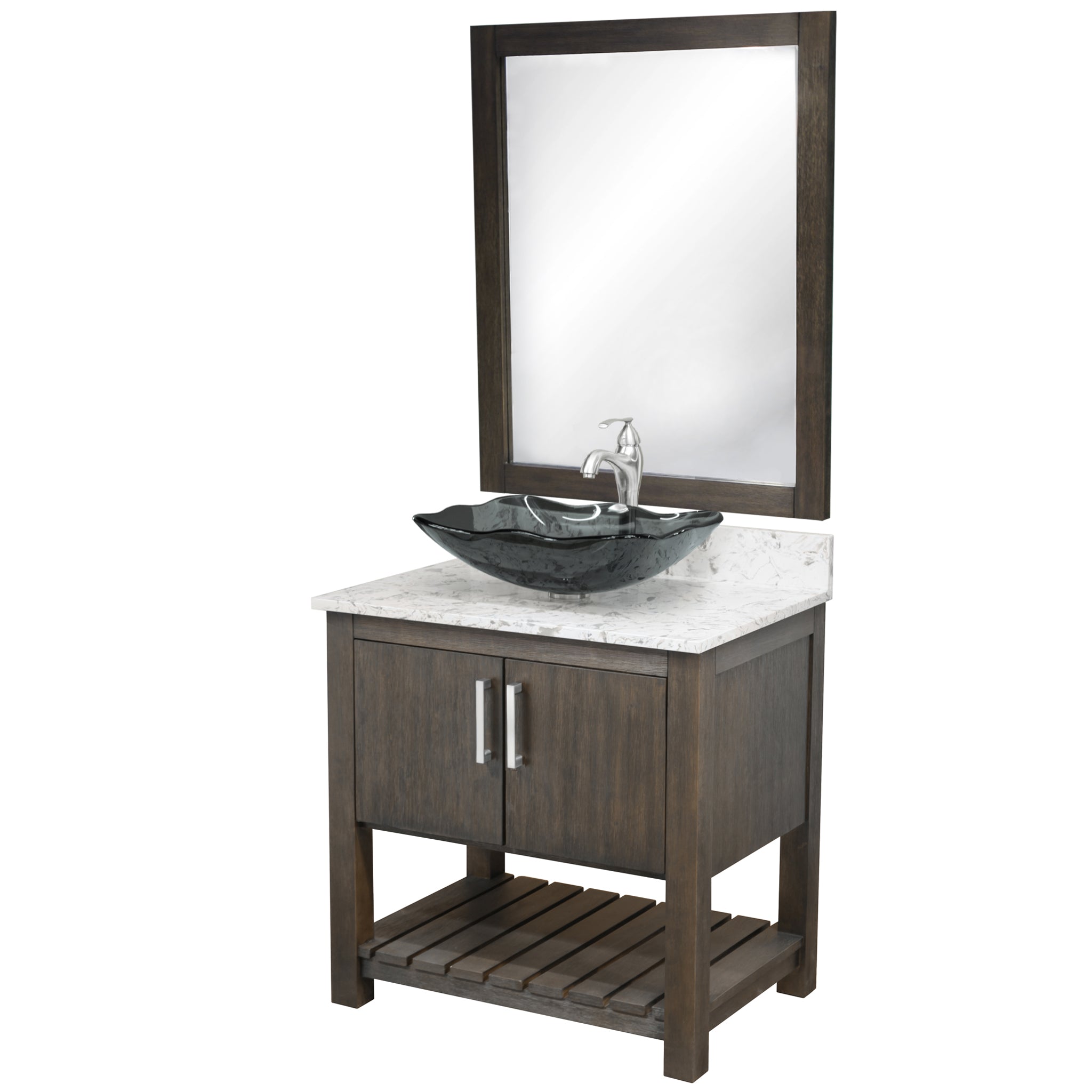 30-inch Bath Vanity w/ Café Mocha Quartz Counter, Sink & Faucet - NOBV-30CM-6001BN-317G116 — thumbnail 2
