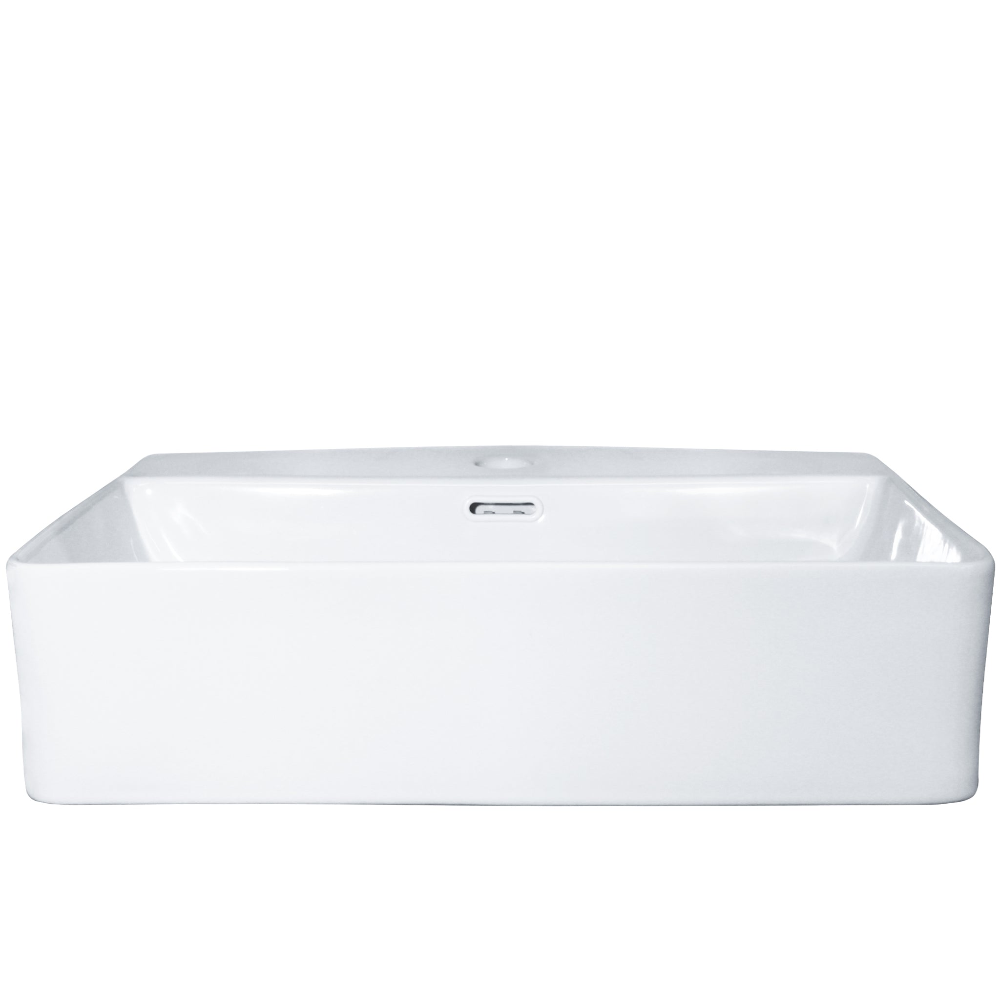 Rectangular White Porcelain Vessel Sink with Overflow and Faucet Hole NP-218155 — thumbnail 3