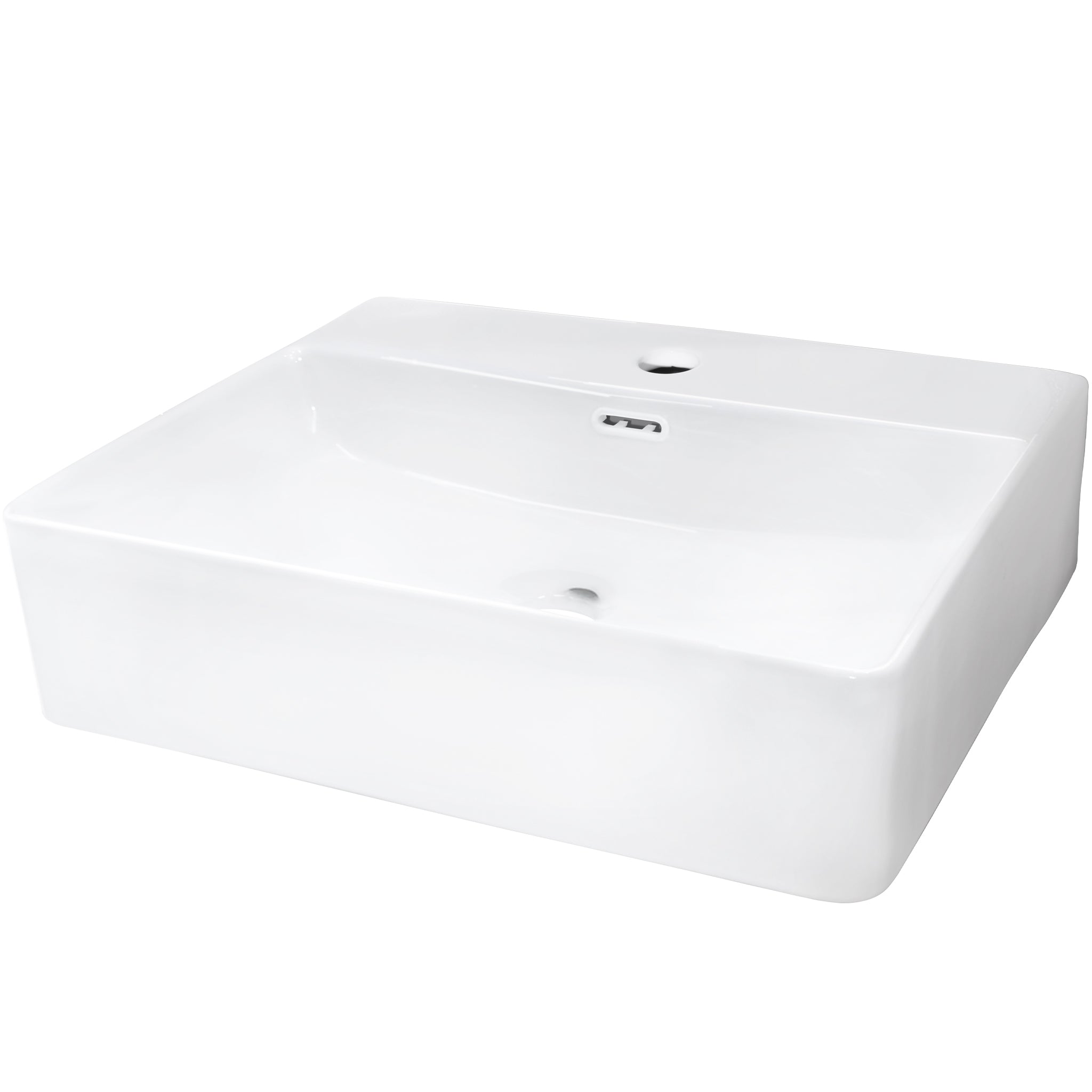 Rectangular White Porcelain Vessel Sink with Overflow and Faucet Hole NP-218155 — image 1