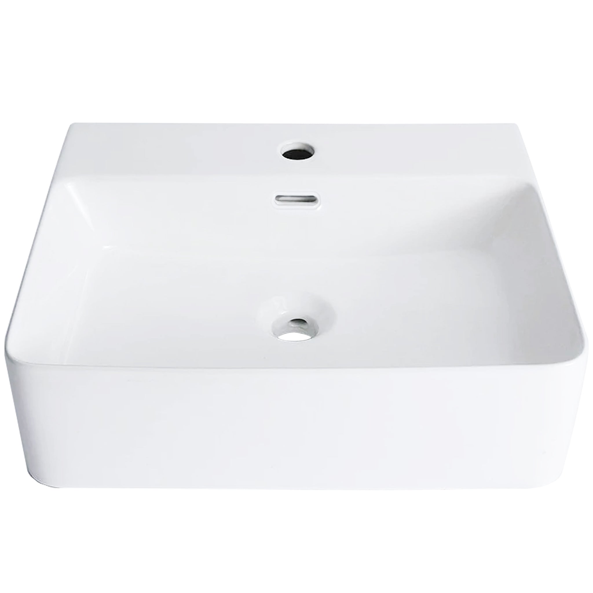 Rectangular White Porcelain Vessel Sink with Overflow and Faucet Hole NP-218155 — thumbnail 2