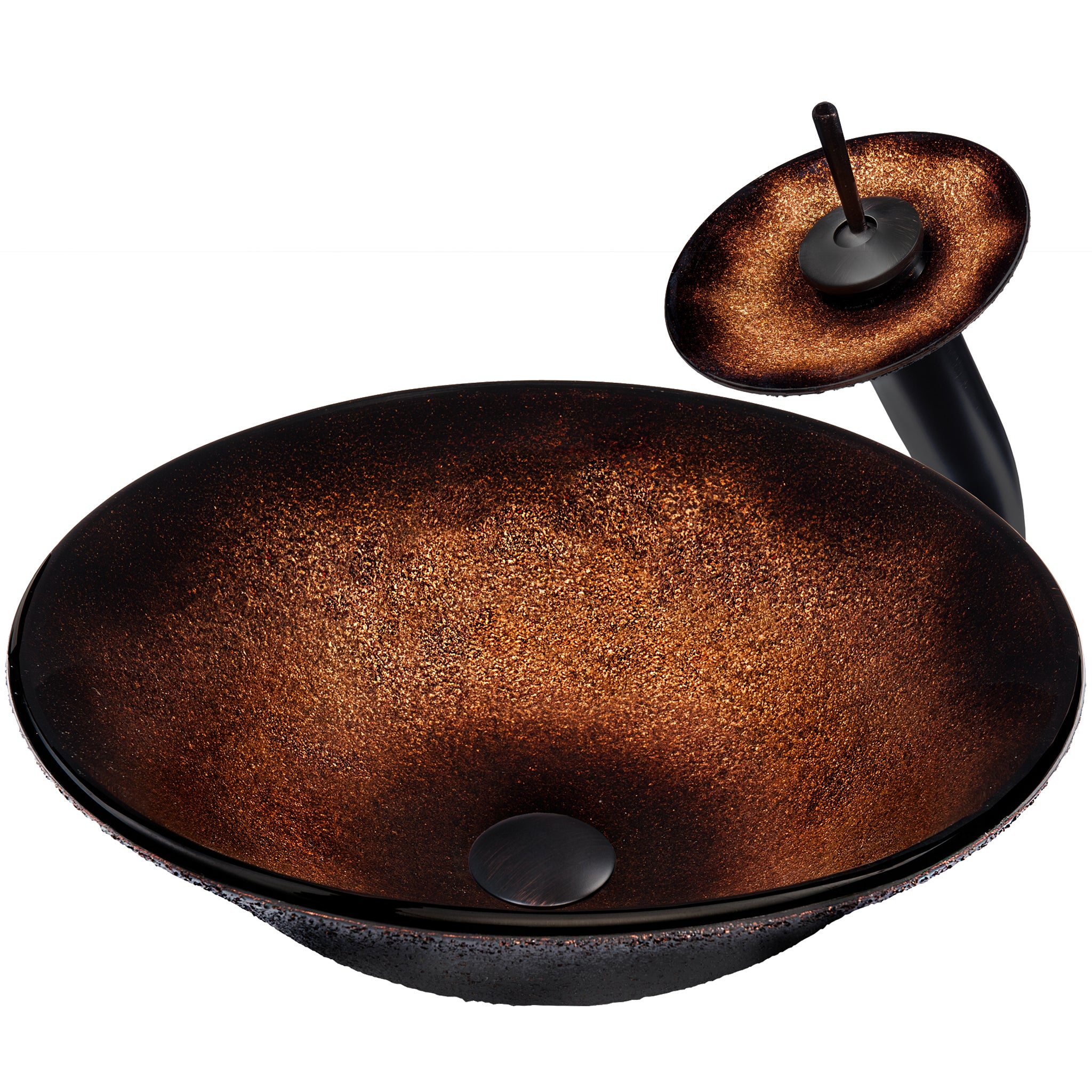 Round Black and Copper Glass Bath Sink Combo NSFC-008001ORB — image 1