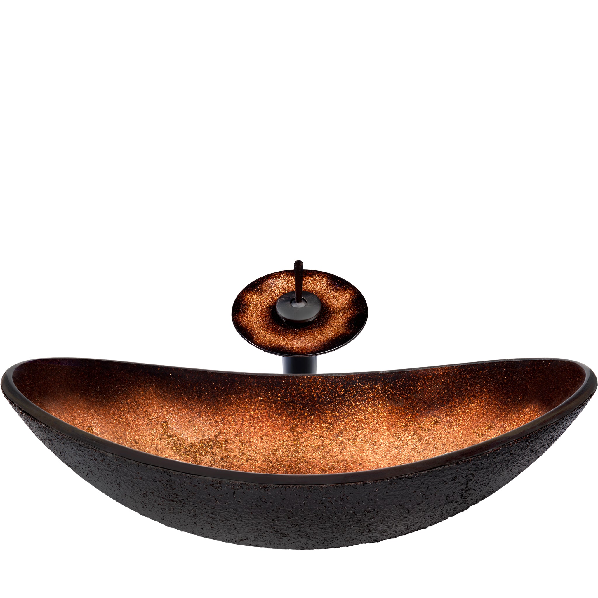 Slipper Black and Copper Glass Bath Sink Combo NSFC-0088031001ORB — thumbnail 3