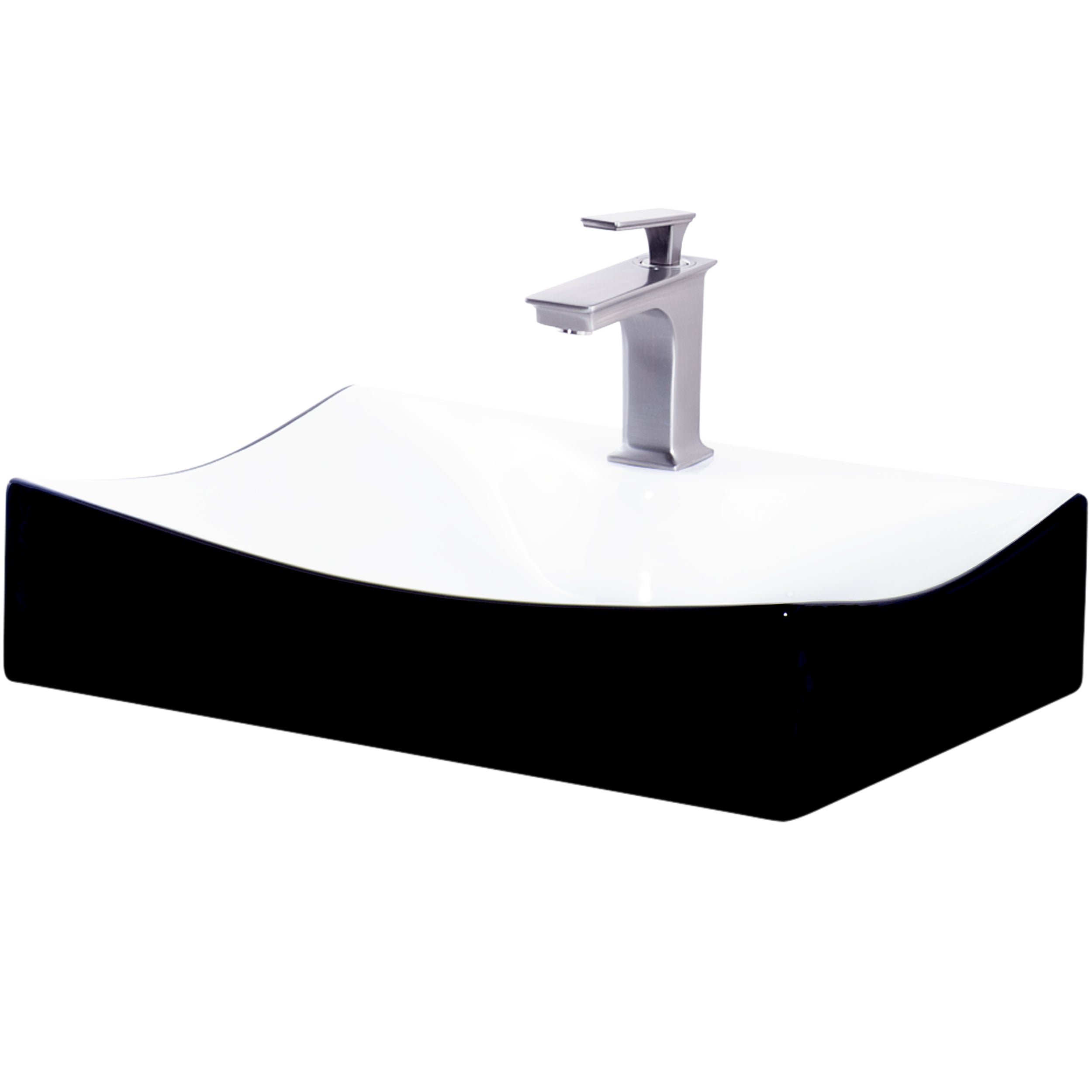 Black and White Porcelain Vessel Sink Combo, NSFC-01134BW368SBN — thumbnail 3