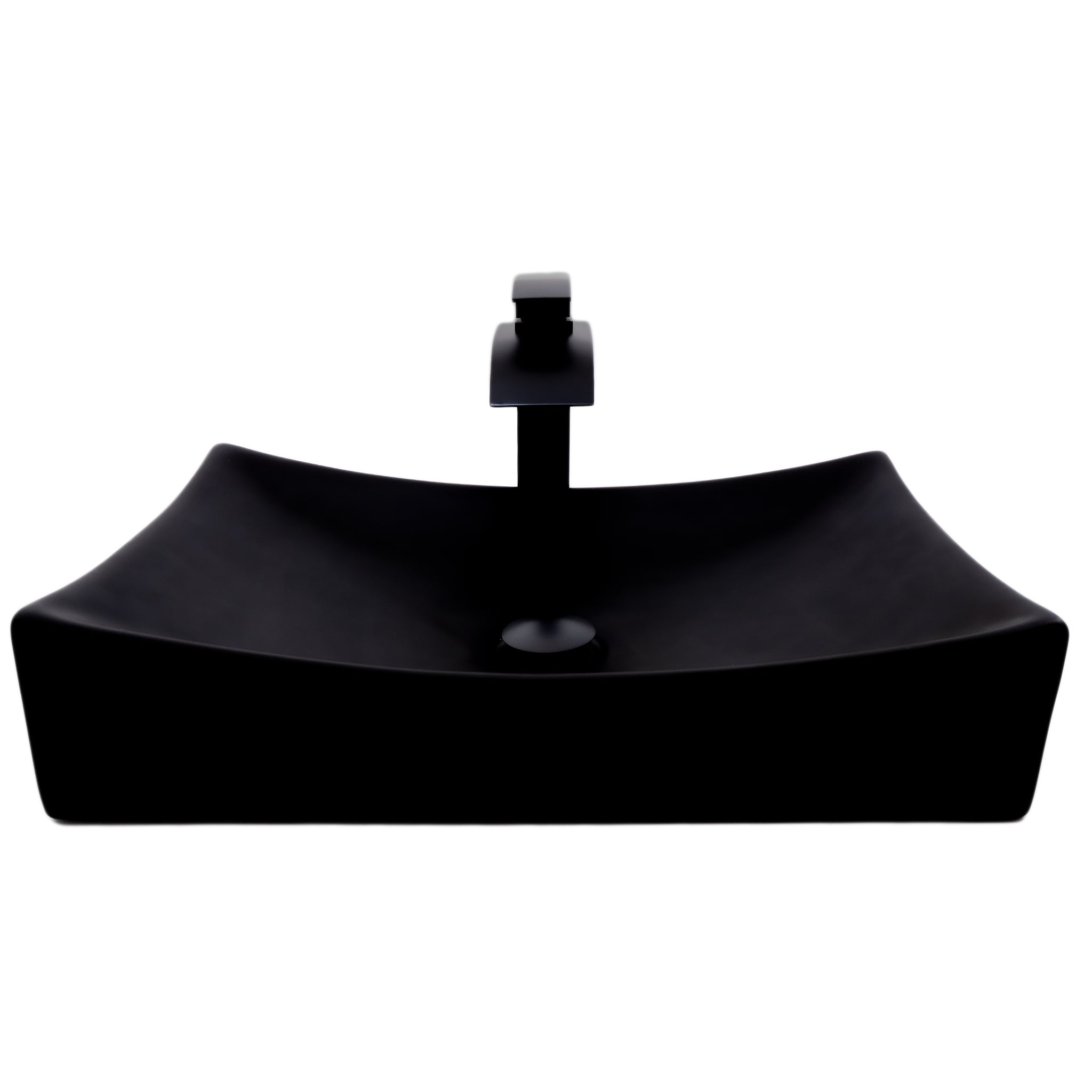 Black Porcelain Vessel Sink and Faucet Combo NSFC-01141MB1408MB — thumbnail 2
