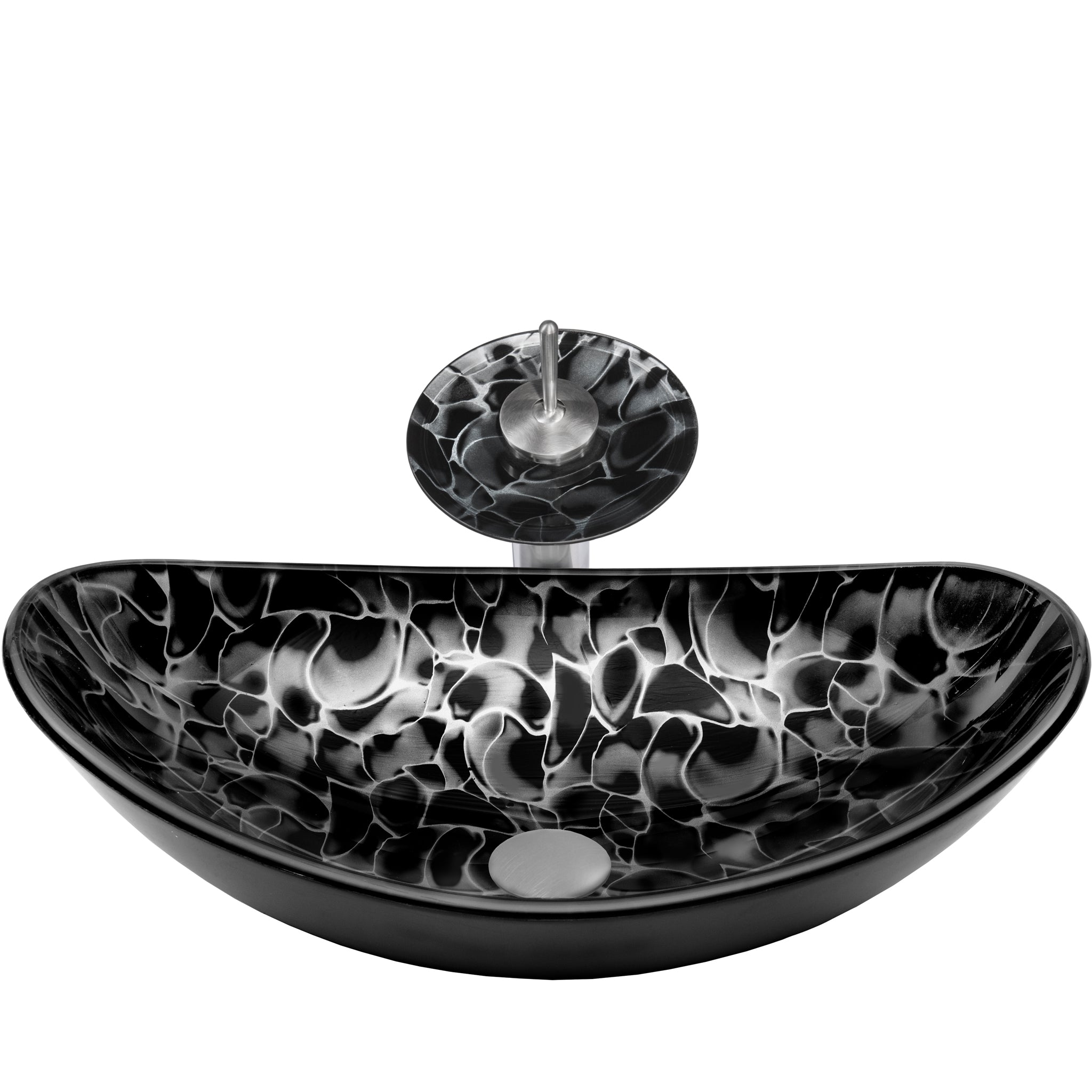 Slipper Hand Painted Black Glass Sink Combo Series NSFC-0128031001 — thumbnail 2