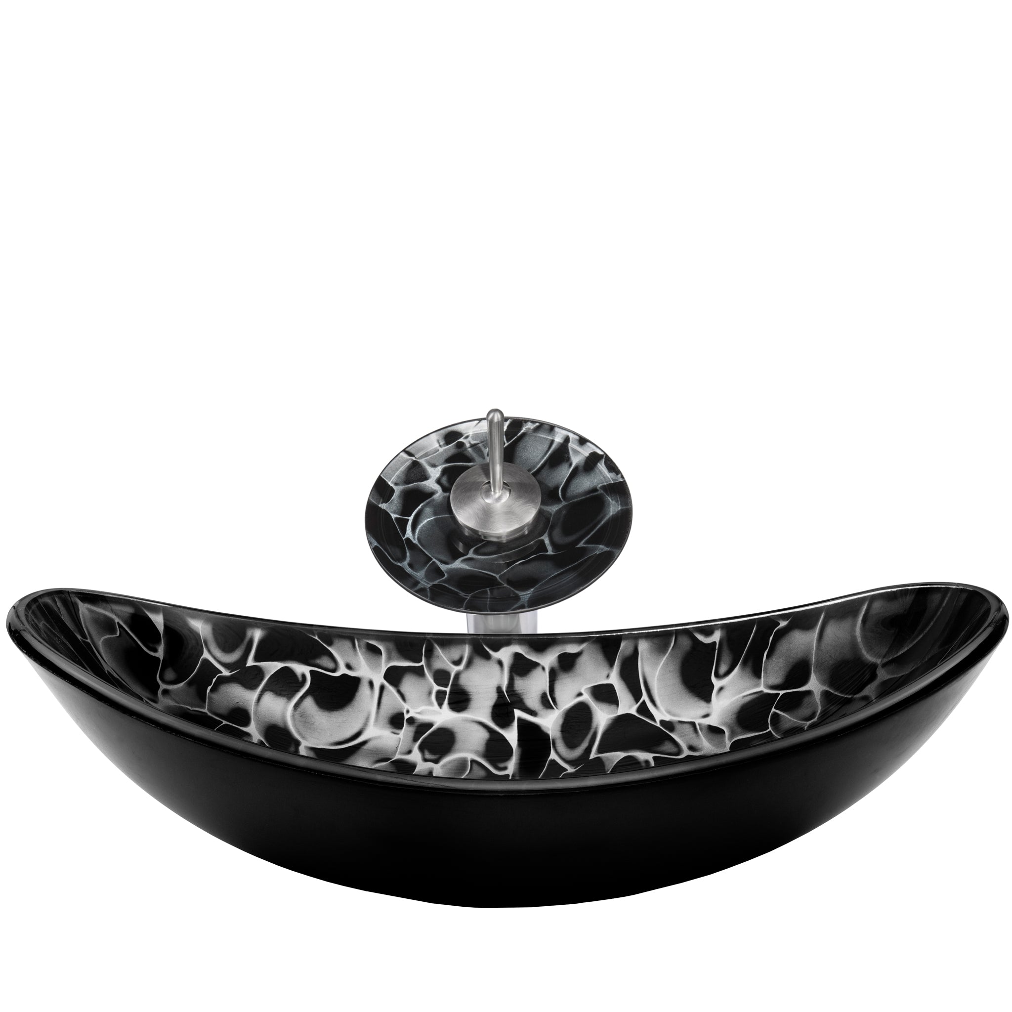 Slipper Hand Painted Black Glass Sink Combo Series NSFC-0128031001 — thumbnail 3
