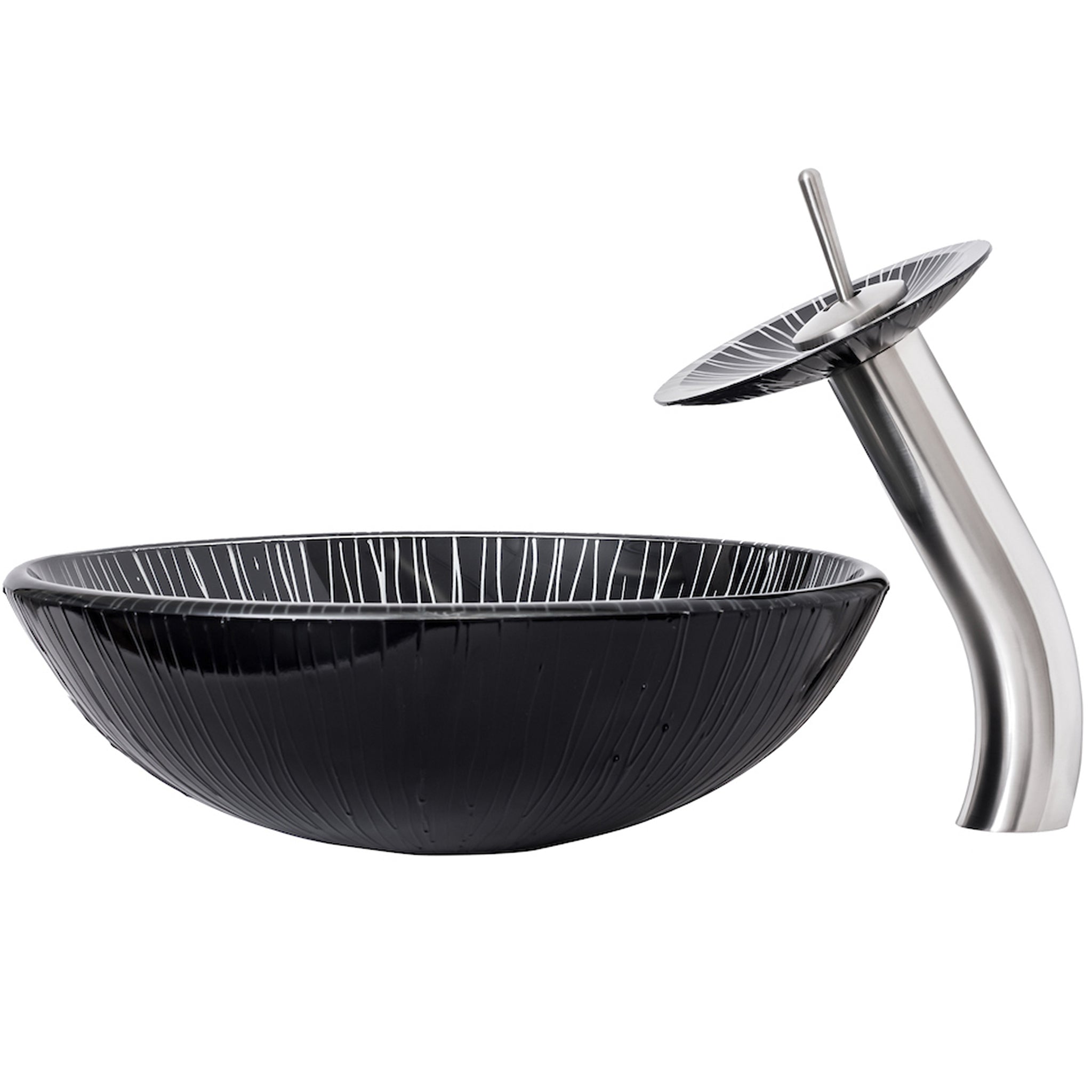 Round Hand Painted Black/Silver Glass Sink Combo Series NSFC-023001 — thumbnail 3