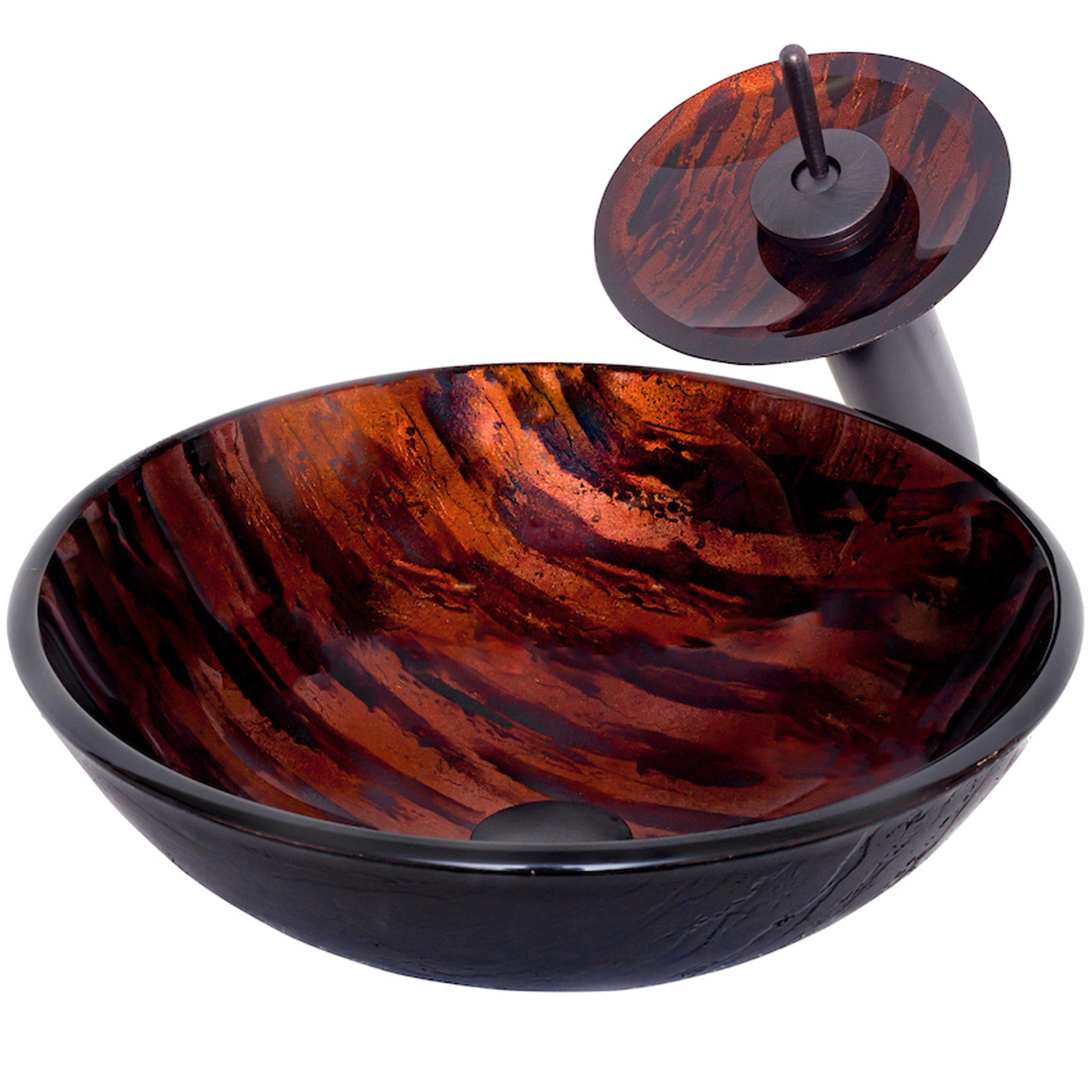 Hand Painted Brown Camouflage Glass Sink Combo NSFC-025001ORB