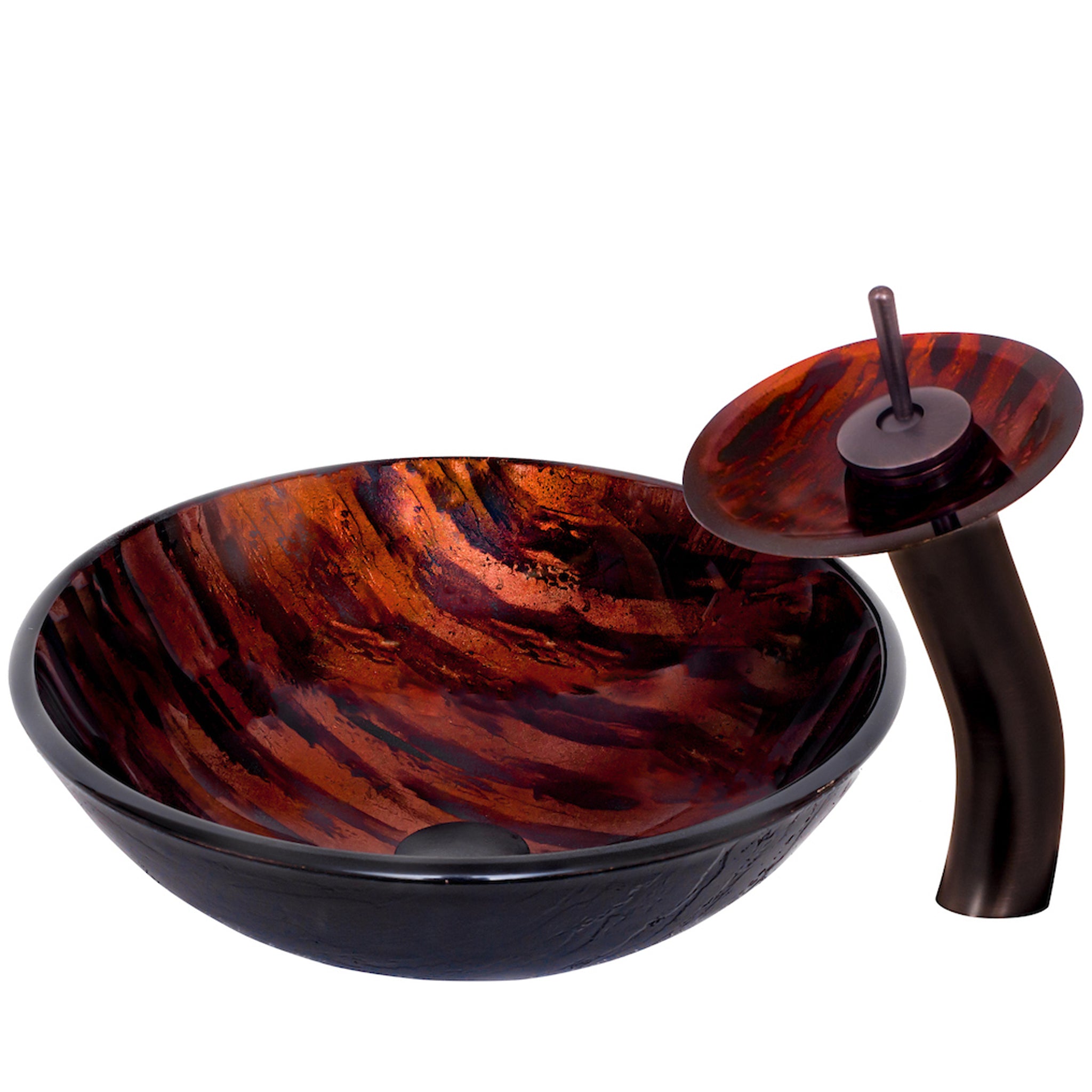 Hand Painted Brown Camouflage Glass Sink Combo NSFC-025001ORB — thumbnail 2