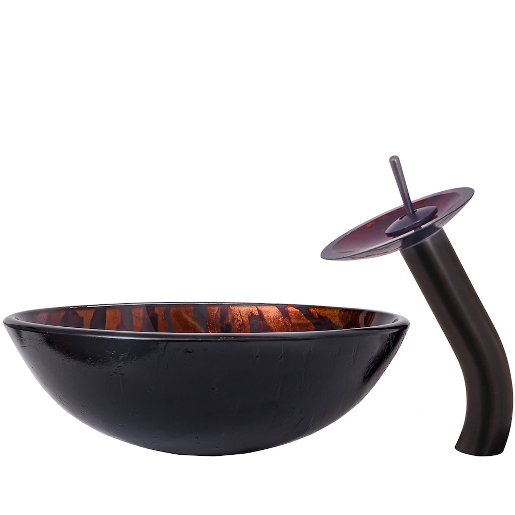 Hand Painted Brown Camouflage Glass Sink Combo NSFC-025001ORB — thumbnail 3