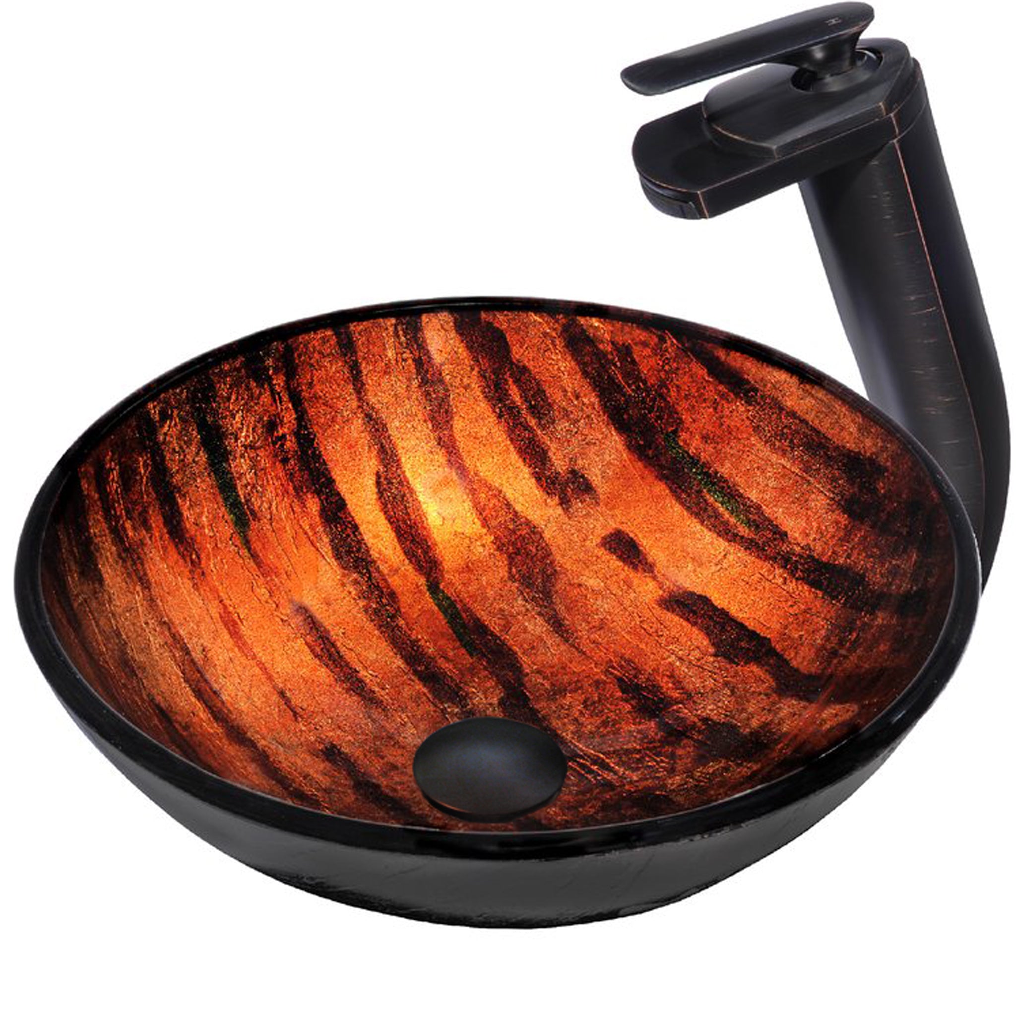 Hand Painted Brown Camouflage Glass Sink Combo NSFC-025057ORB — image 1