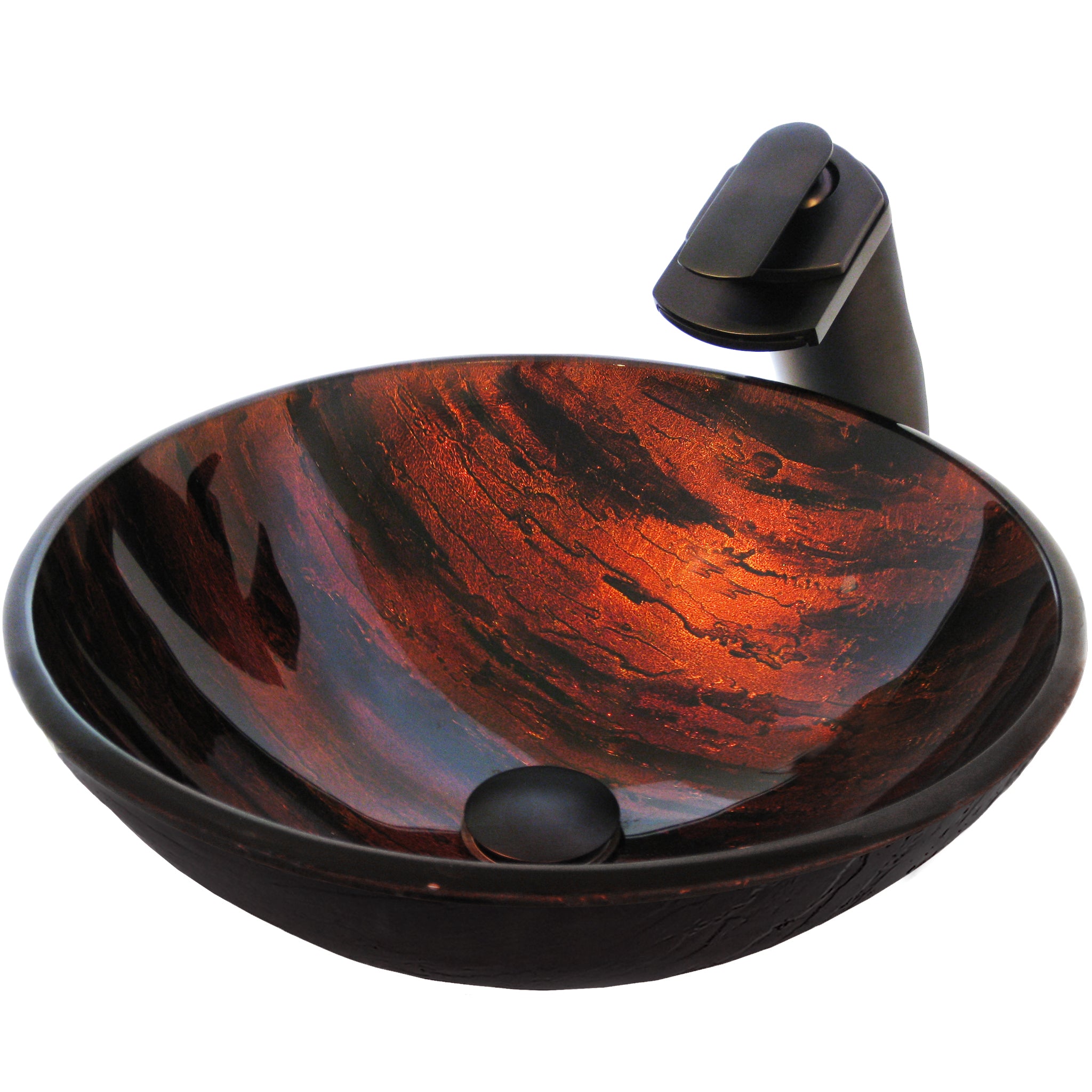 Hand Painted Brown Camouflage Glass Sink Combo NSFC-025057ORB — thumbnail 2