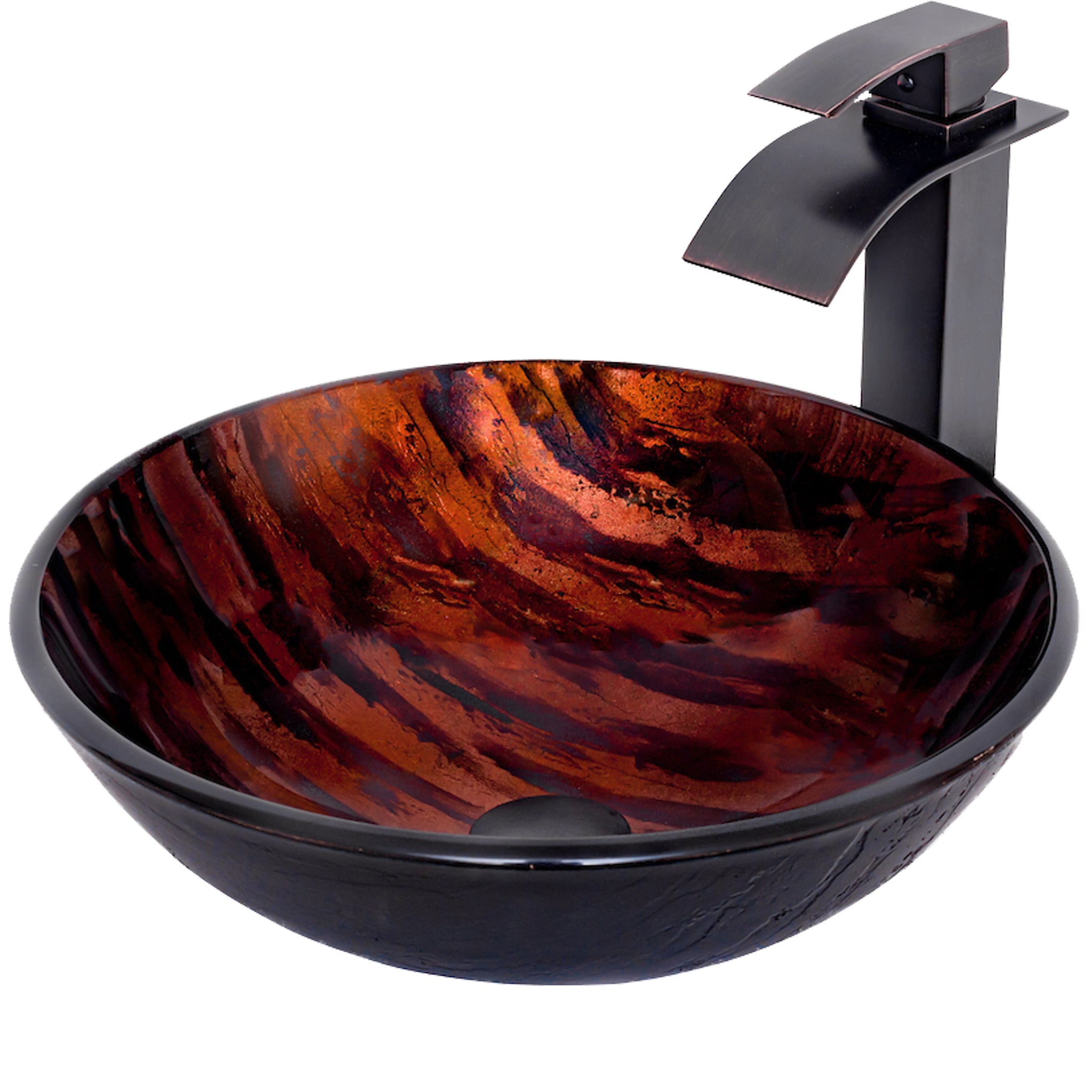 Hand Painted Brown Camouflage Glass Sink Combo NSFC-025136ORB — image 1