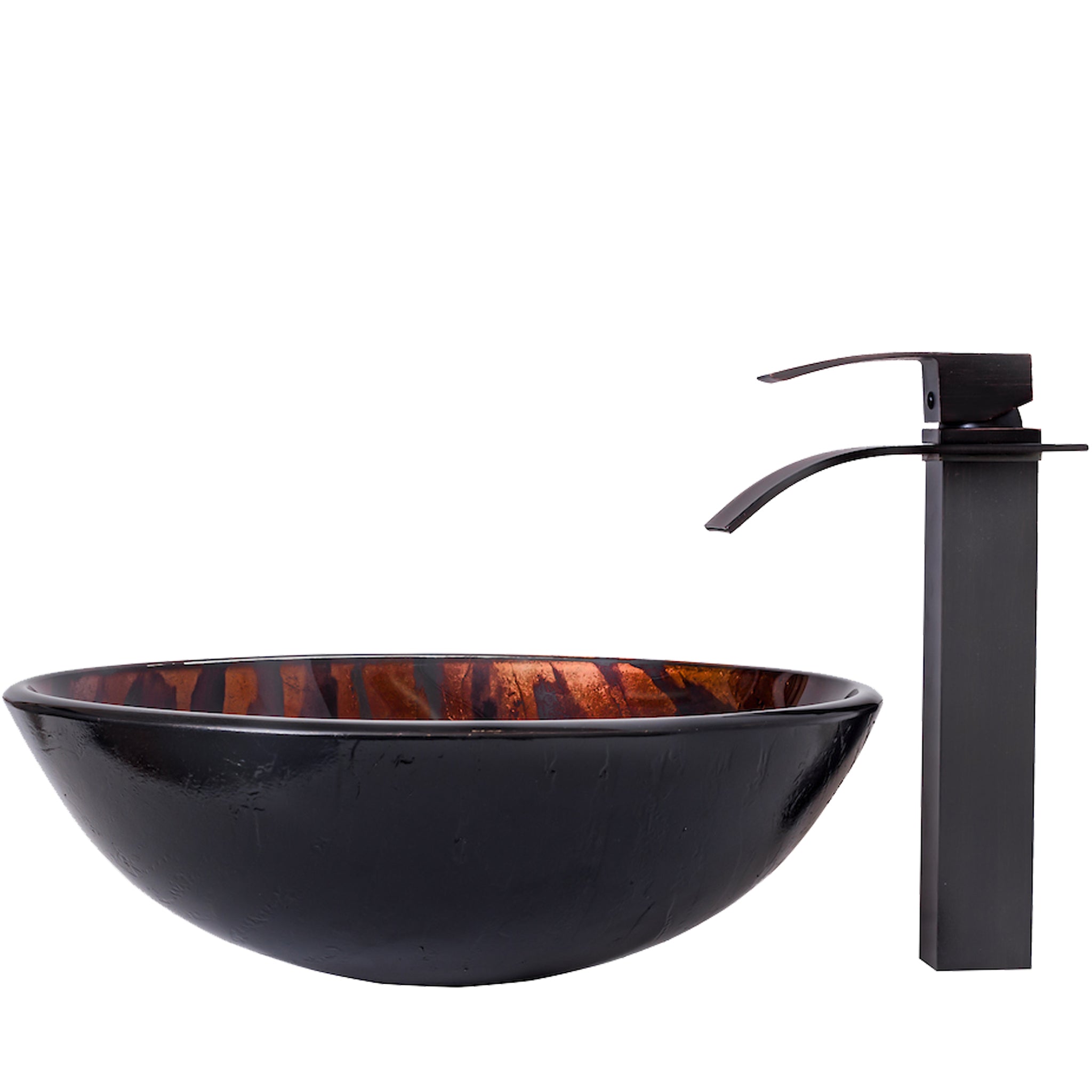 Hand Painted Brown Camouflage Glass Sink Combo NSFC-025136ORB — thumbnail 3