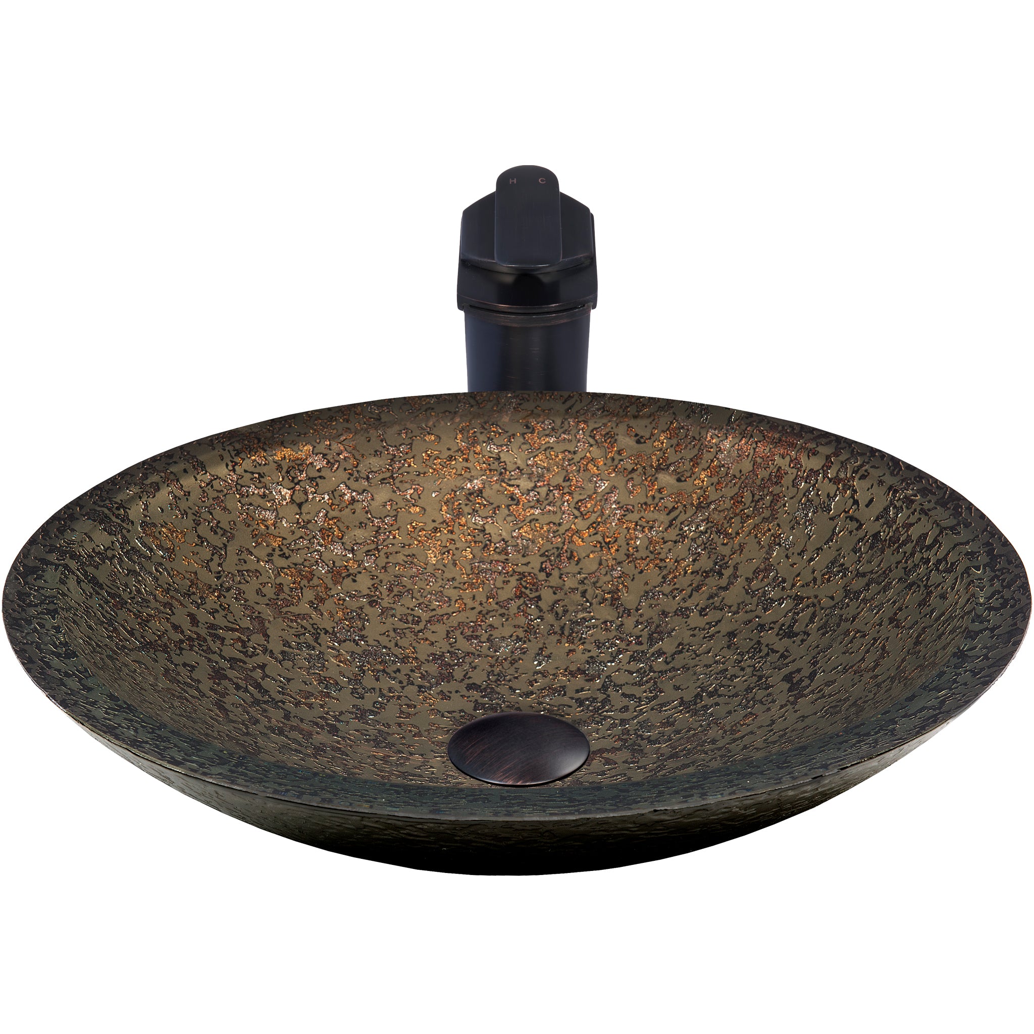 Hand Painted Green Khaki Glass Bath Sink Combo NSFC-031057ORB — thumbnail 2