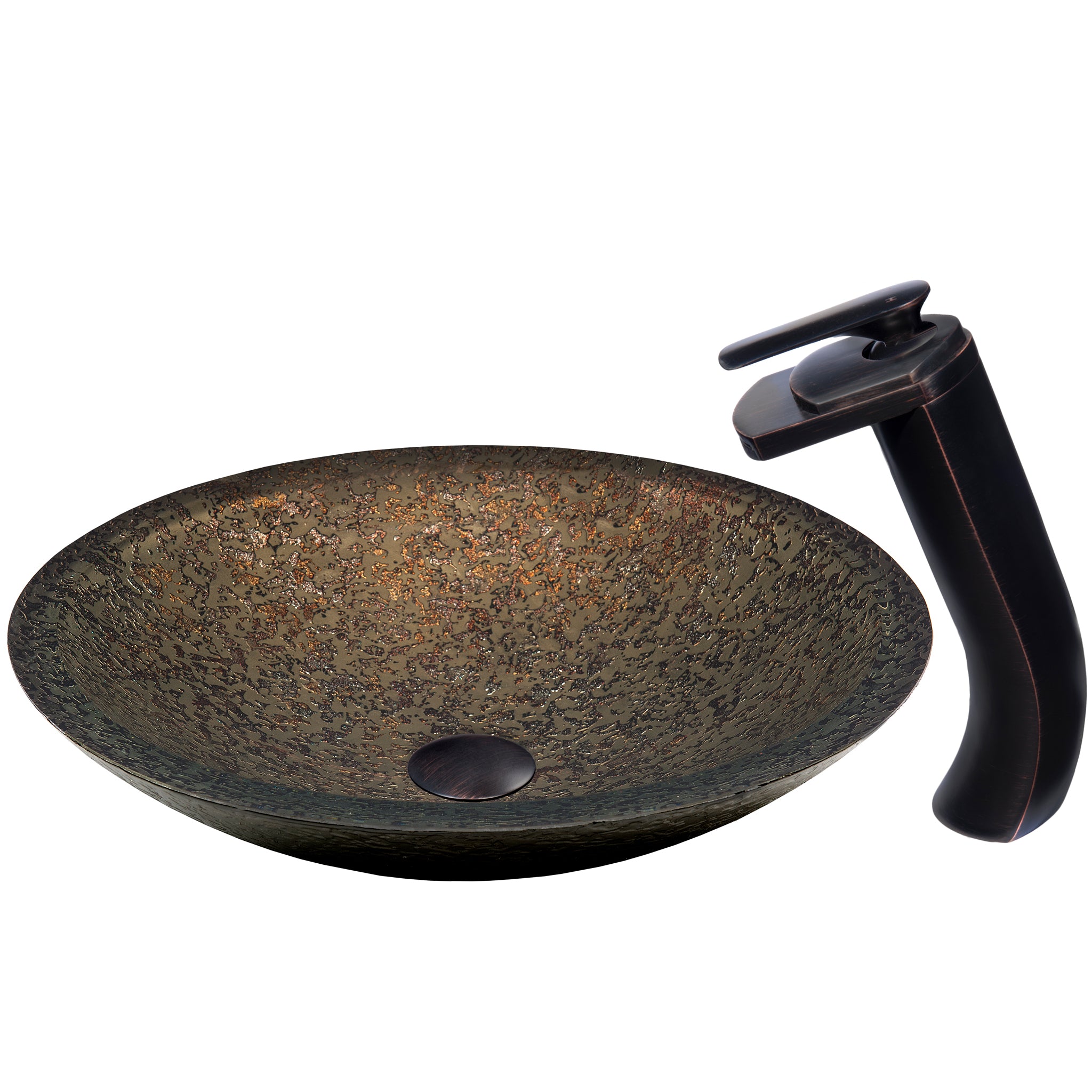 Hand Painted Green Khaki Glass Bath Sink Combo NSFC-031057ORB — thumbnail 3