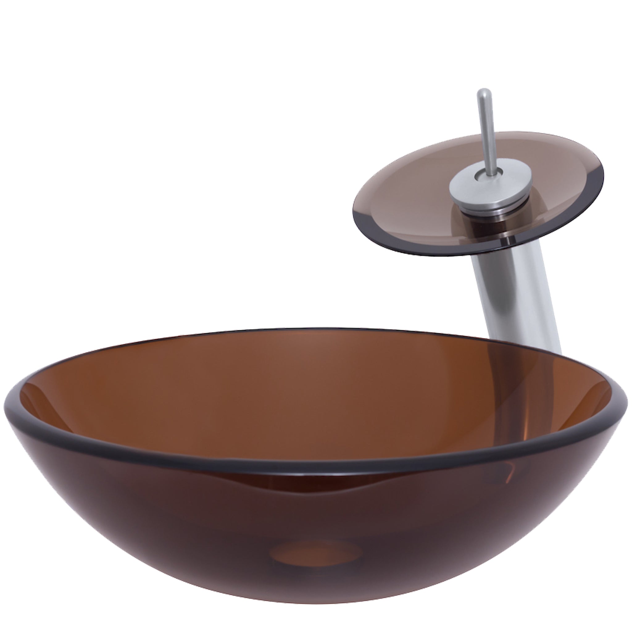 Round Clear Brown Glass Vessel Bath Sink Combo Series NSFC-168T001 — thumbnail 3