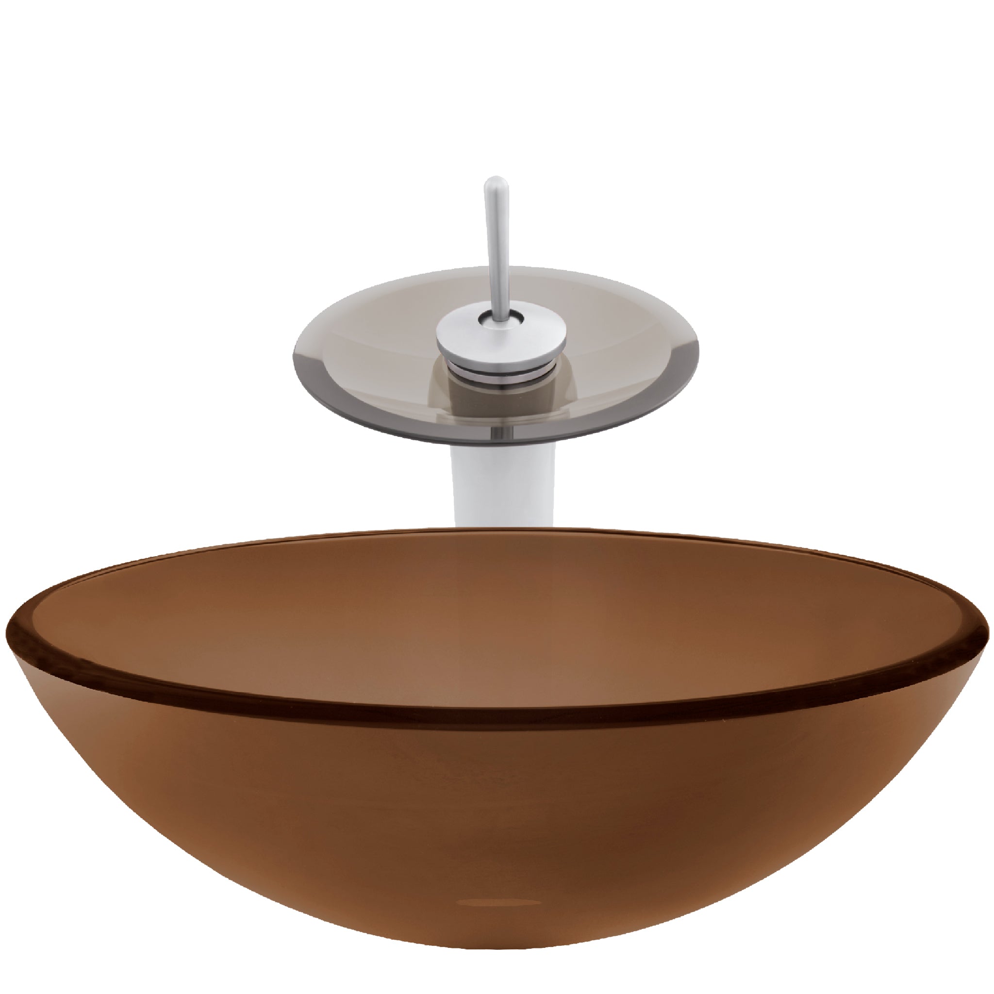 Round Clear Brown Glass Vessel Bath Sink Combo Series NSFC-168T001 — thumbnail 2