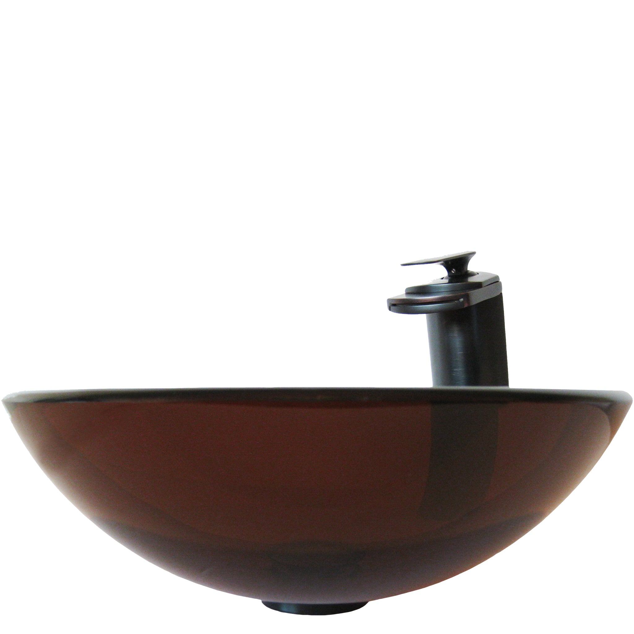 Round Clear Brown Glass Vessel Bath Sink Combo NSFC-168T057ORB — thumbnail 3
