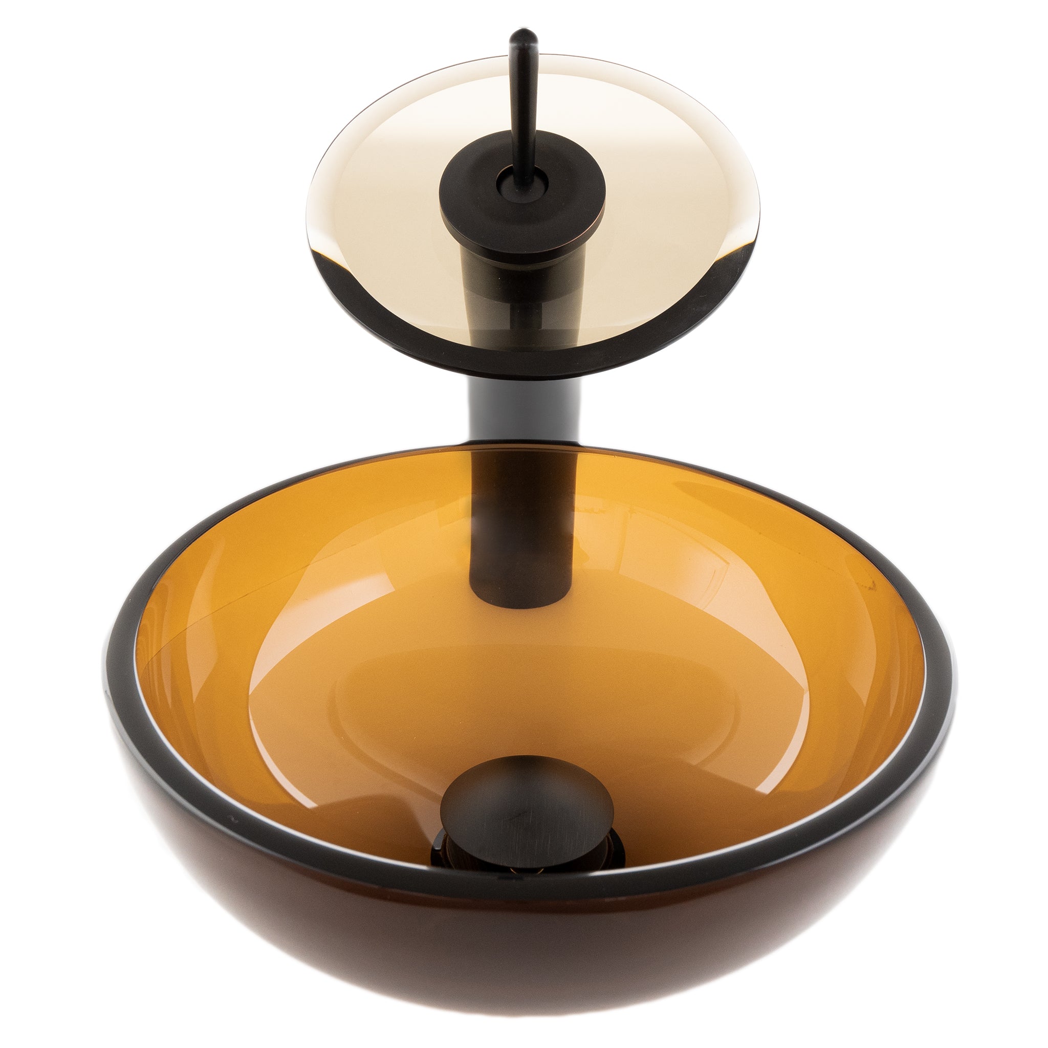 Mini 12" Clear Tea Glass Vessel Sink Combo NSFC-168T-1217003ORB — thumbnail 2