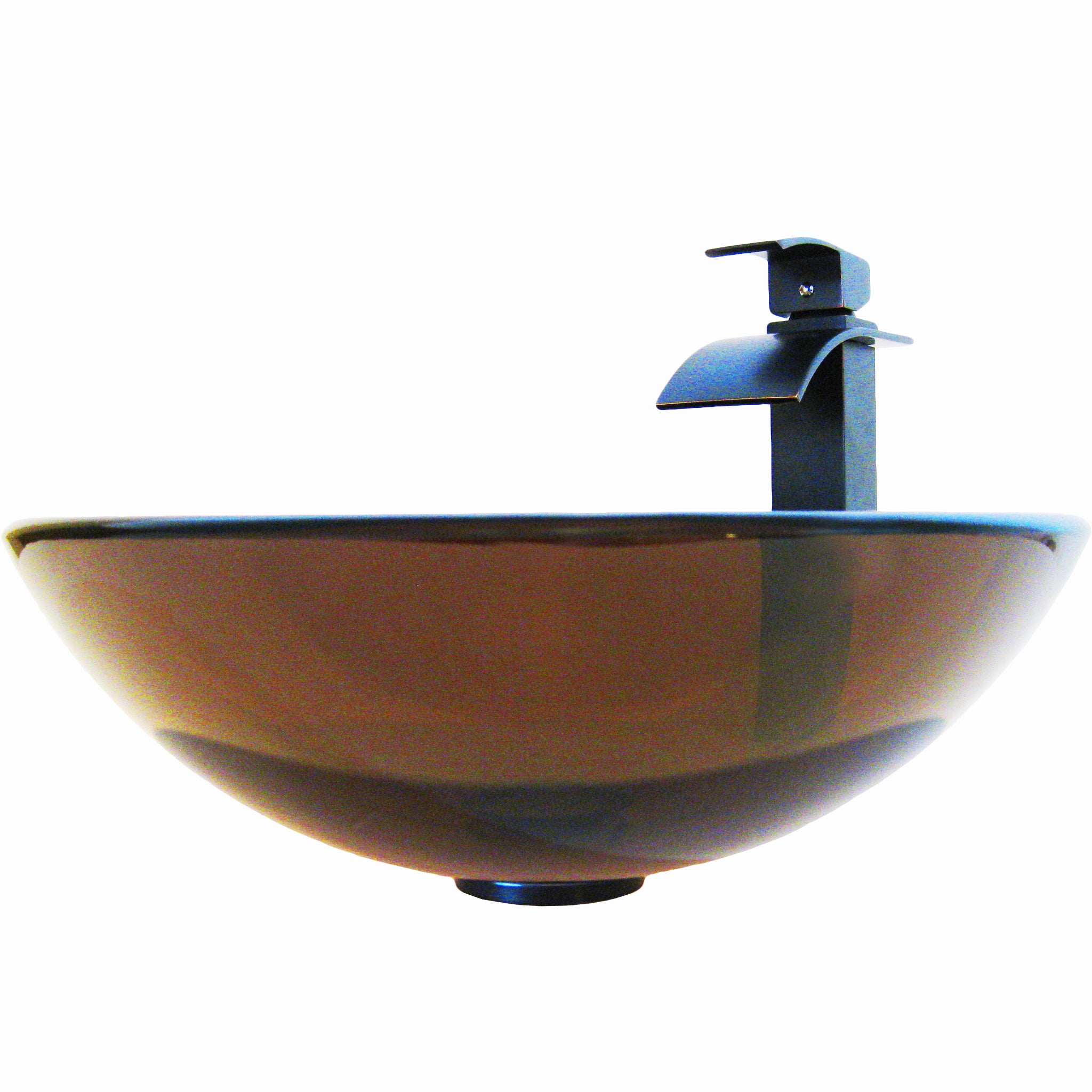 Round Clear Brown Glass Vessel Bath Sink Combo NSFC-168T136ORB — thumbnail 3