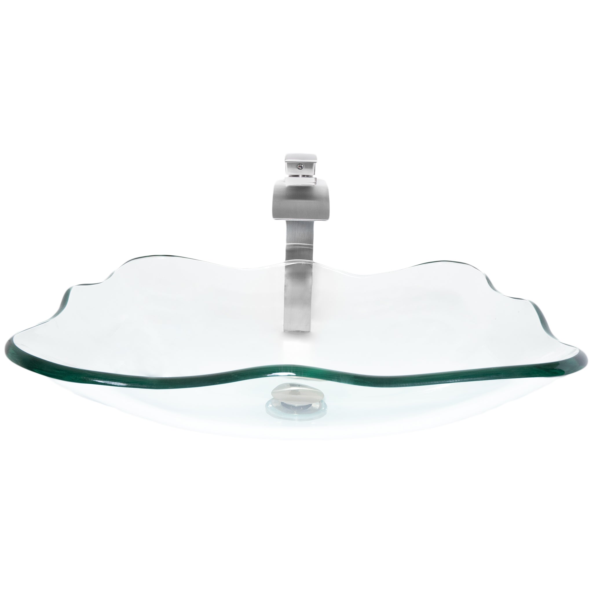 Clear Scalloped Tempered Glass Vessel Bathroom Sink Combo Series NSFC-317C136 — thumbnail 2