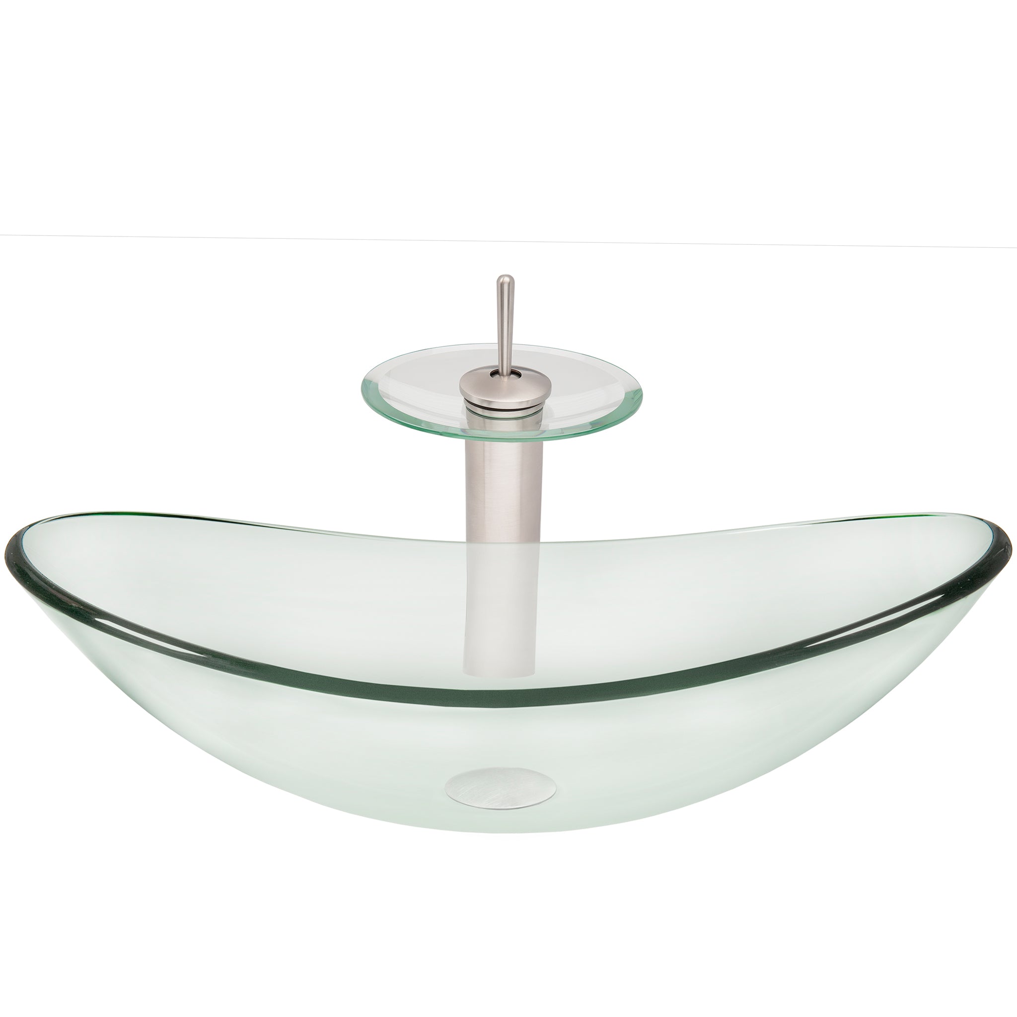Slipper Clear Glass Vessel Bathroom Sink Combo Series NSFC-324C001 — thumbnail 3