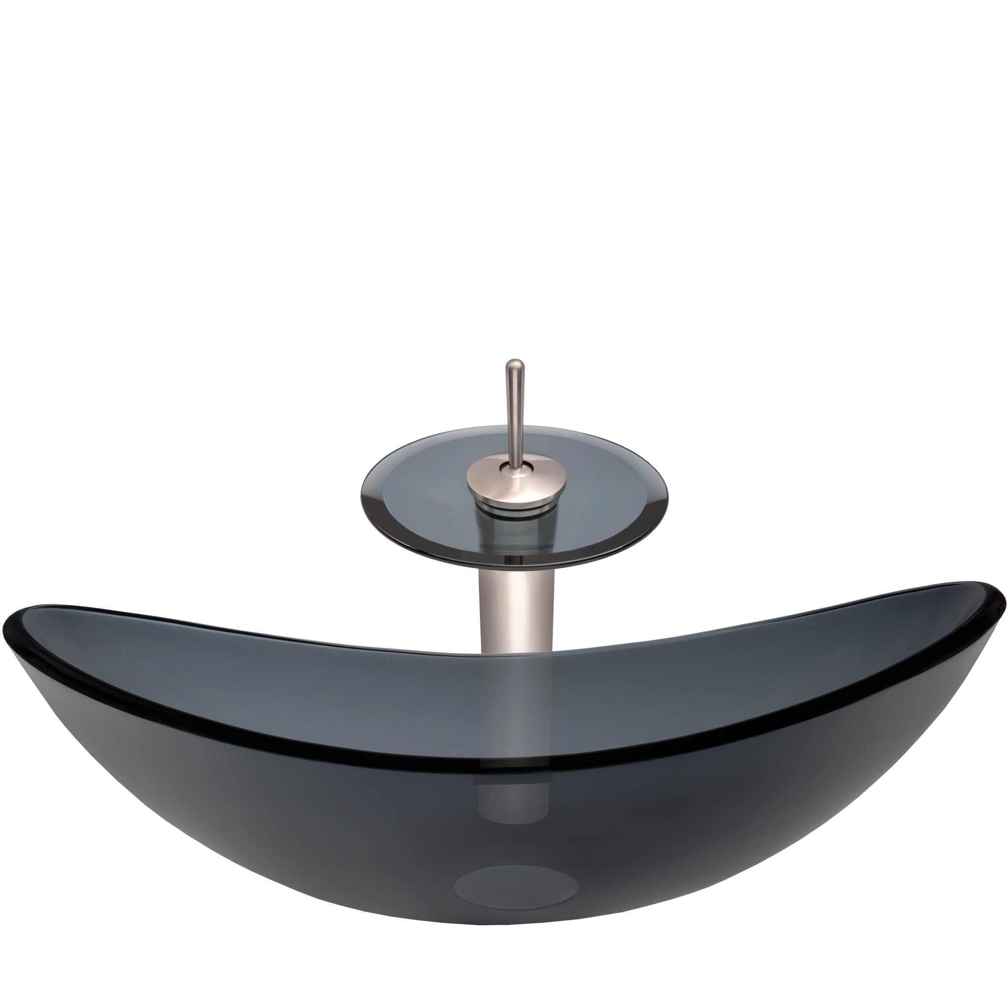 Slipper Clear Slate Grey Glass Vessel Bath Sink Combo Series NSFC-324G001 — thumbnail 2