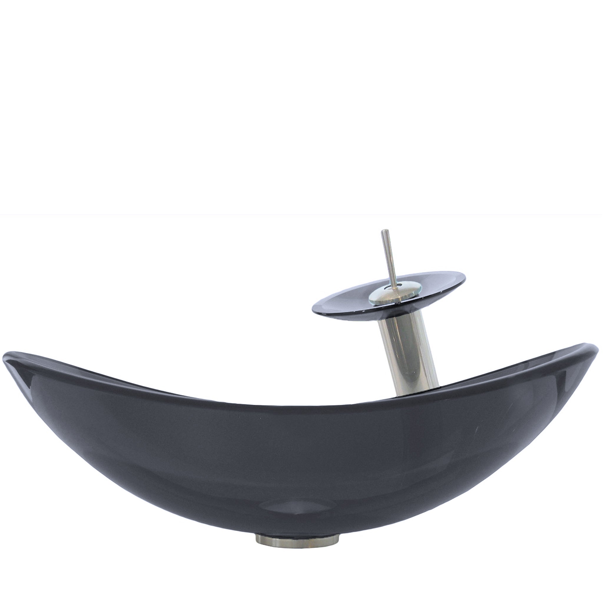 Slipper Clear Slate Grey Glass Vessel Bath Sink Combo Series NSFC-324G001 — thumbnail 3