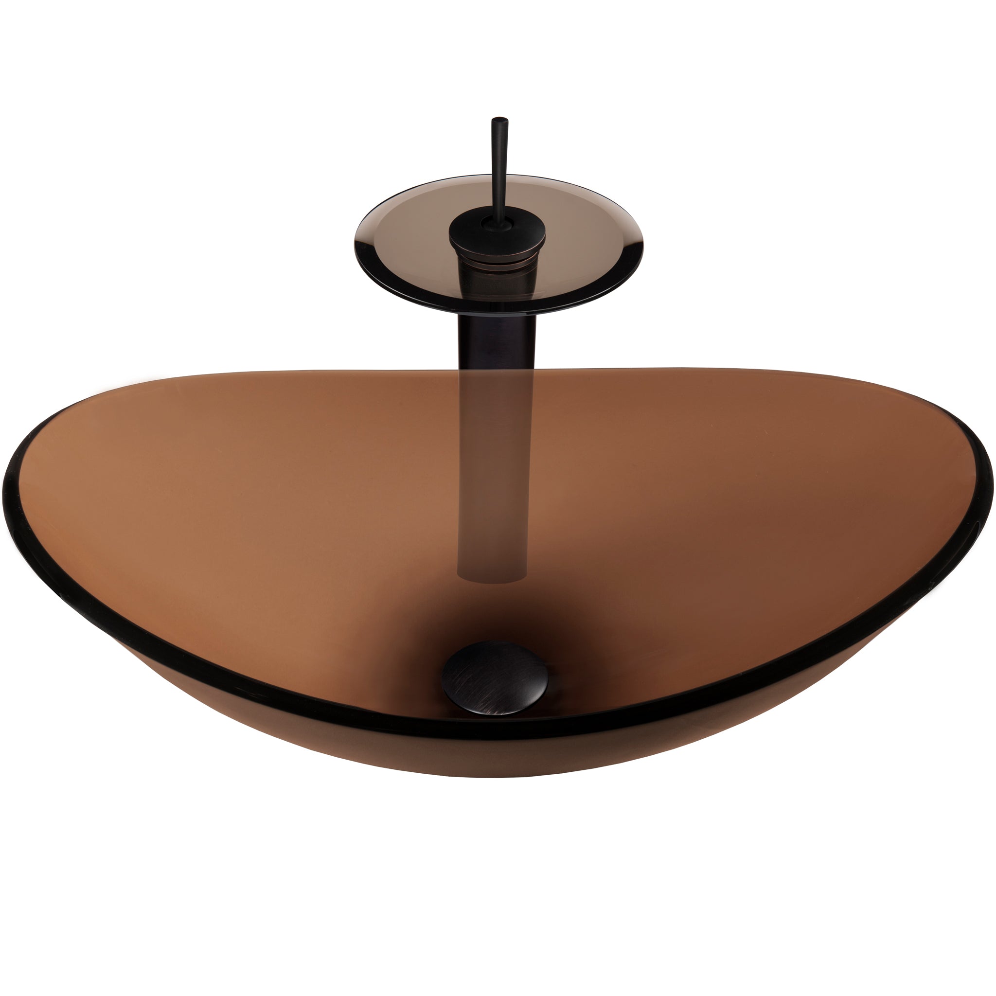 Slipper Clear Brown Glass Vessel Bath Sink Combo NSFC-324T001ORB — thumbnail 2