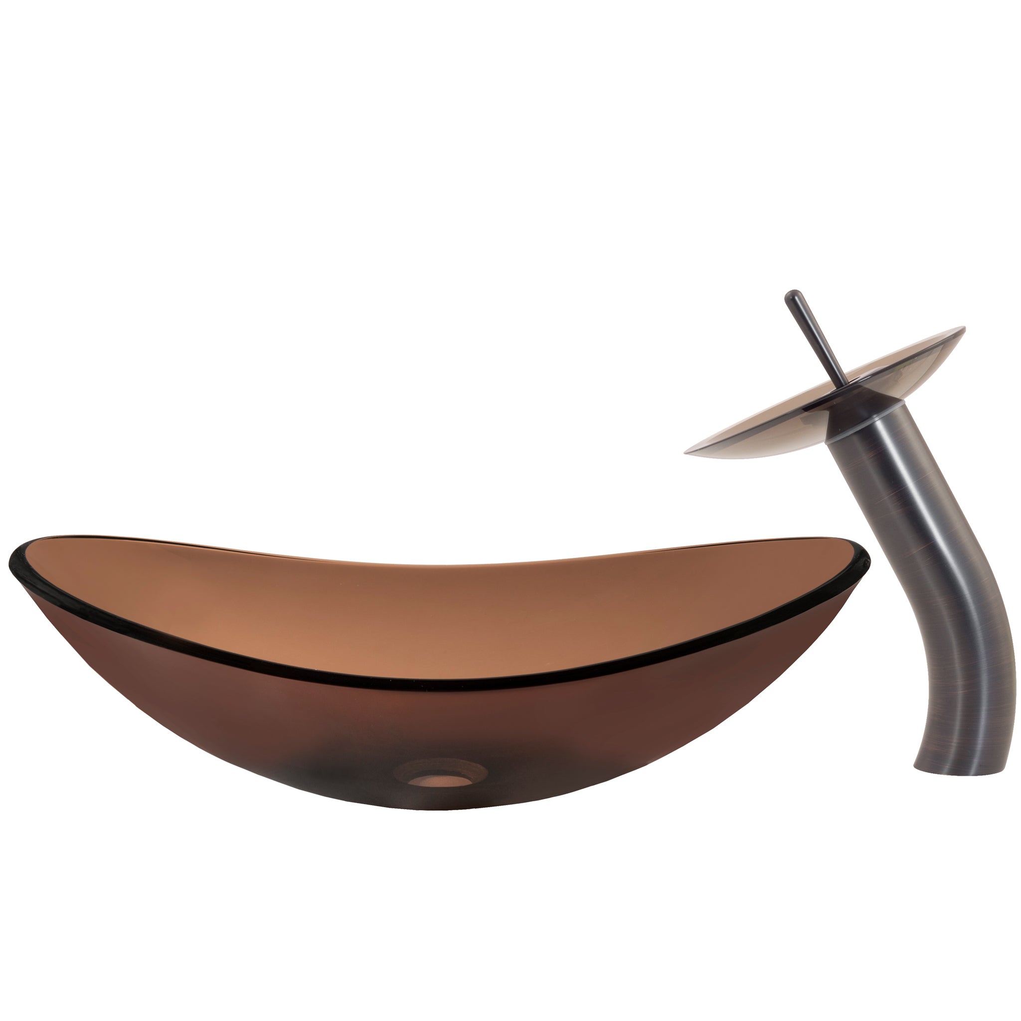 Slipper Clear Brown Glass Vessel Bath Sink Combo NSFC-324T001ORB — thumbnail 3
