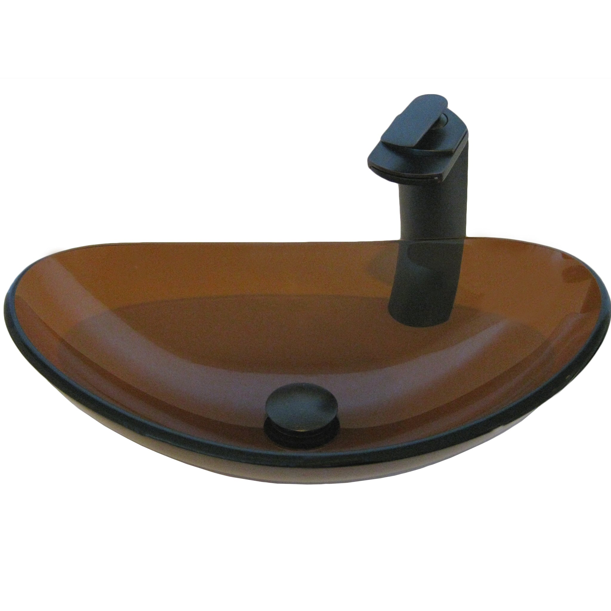 Slipper Clear Brown Glass Vessel Bath Sink Combo NSFC-324T057ORB — thumbnail 2