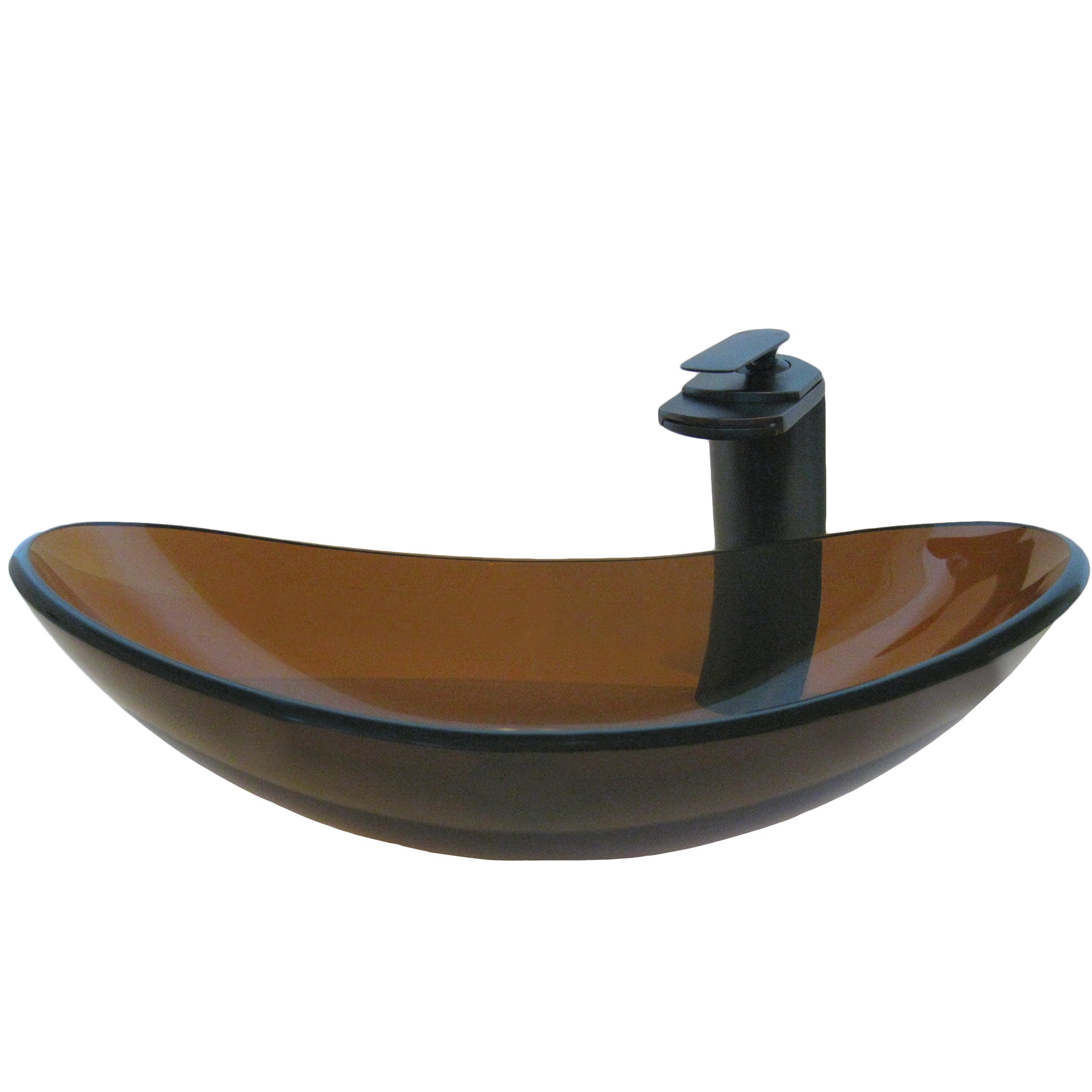 Slipper Clear Brown Glass Vessel Bath Sink Combo NSFC-324T057ORB — thumbnail 3