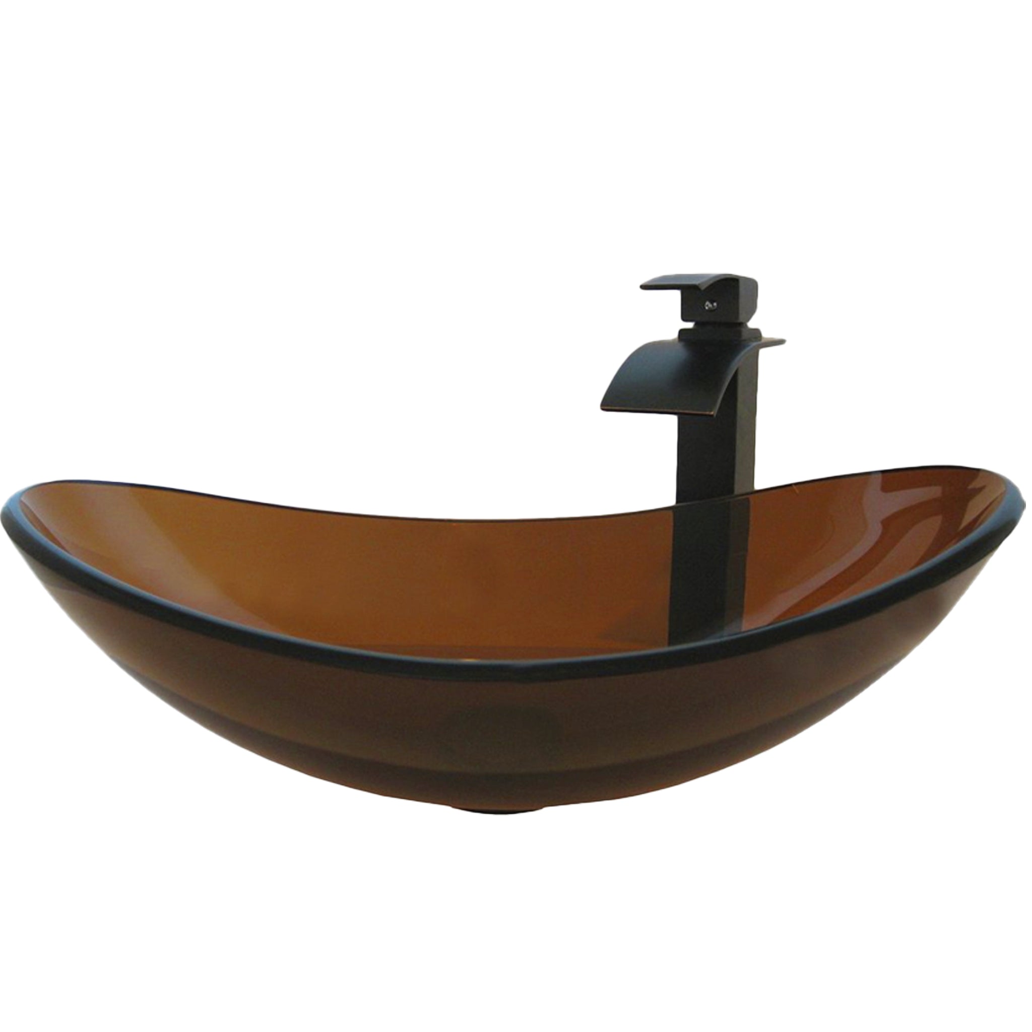 Slipper Clear Brown Glass Vessel Bath Sink Combo NSFC-324T136ORB — thumbnail 3