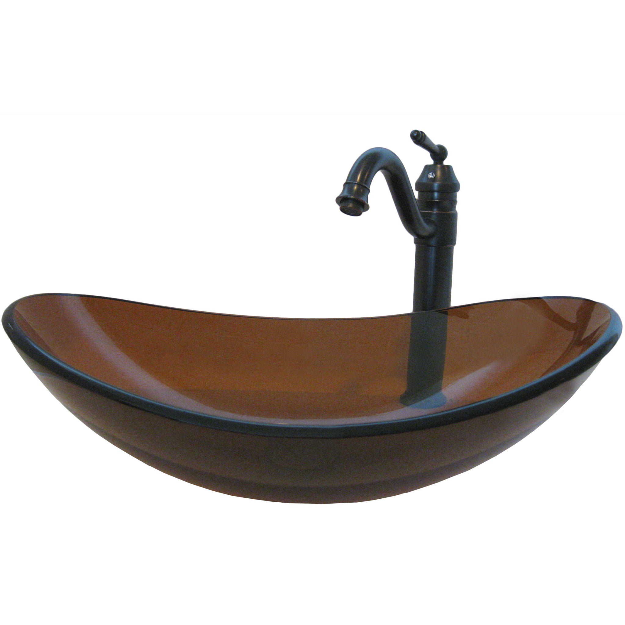 Slipper Clear Brown Glass Vessel Bath Sink Combo NSFC-324T359ORB — thumbnail 3