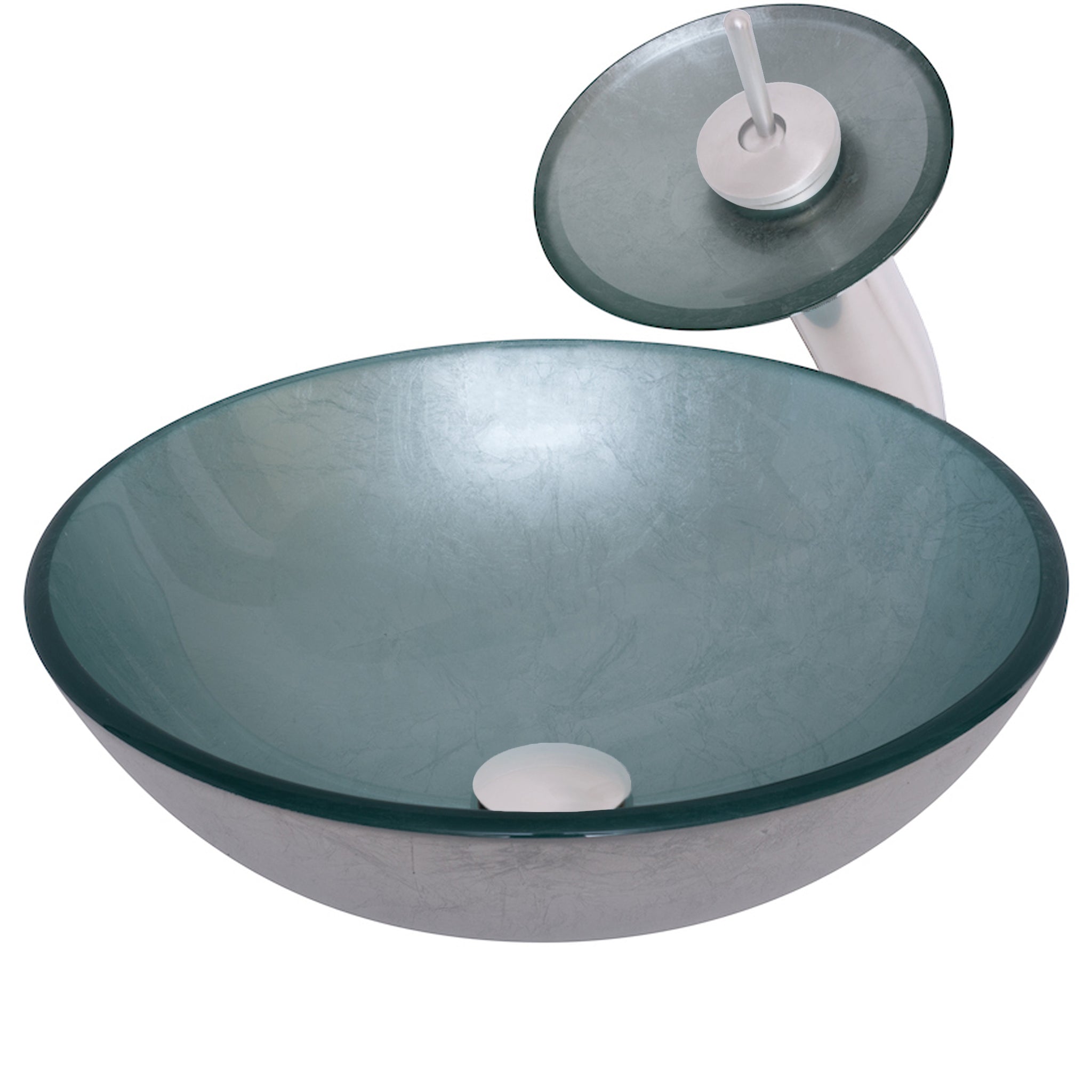 Round Silver Foiled Glass Vessel Bath Sink Combo Series NSFC-7032001 — image 1