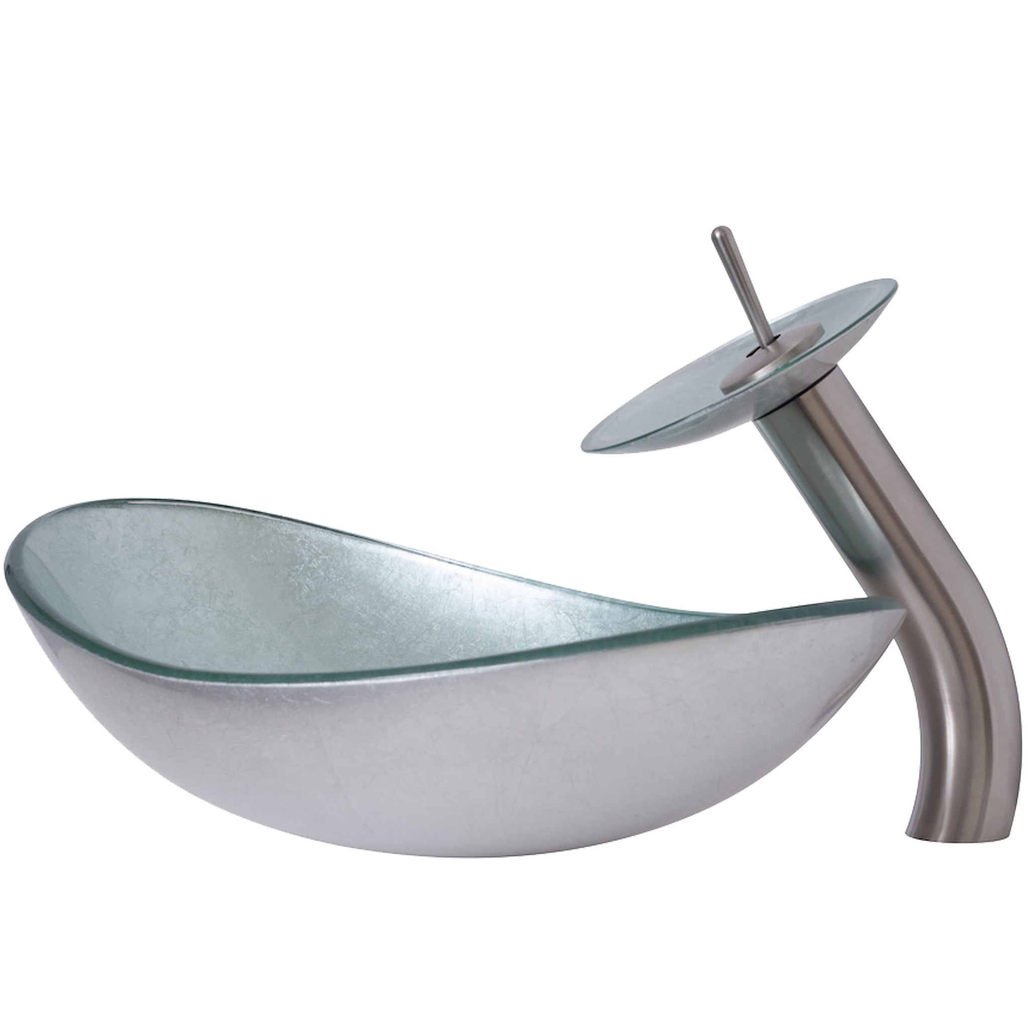 Slipper Silver Foiled Glass Vessel Bath Sink Combo Series NSFC-70328031001 — thumbnail 3