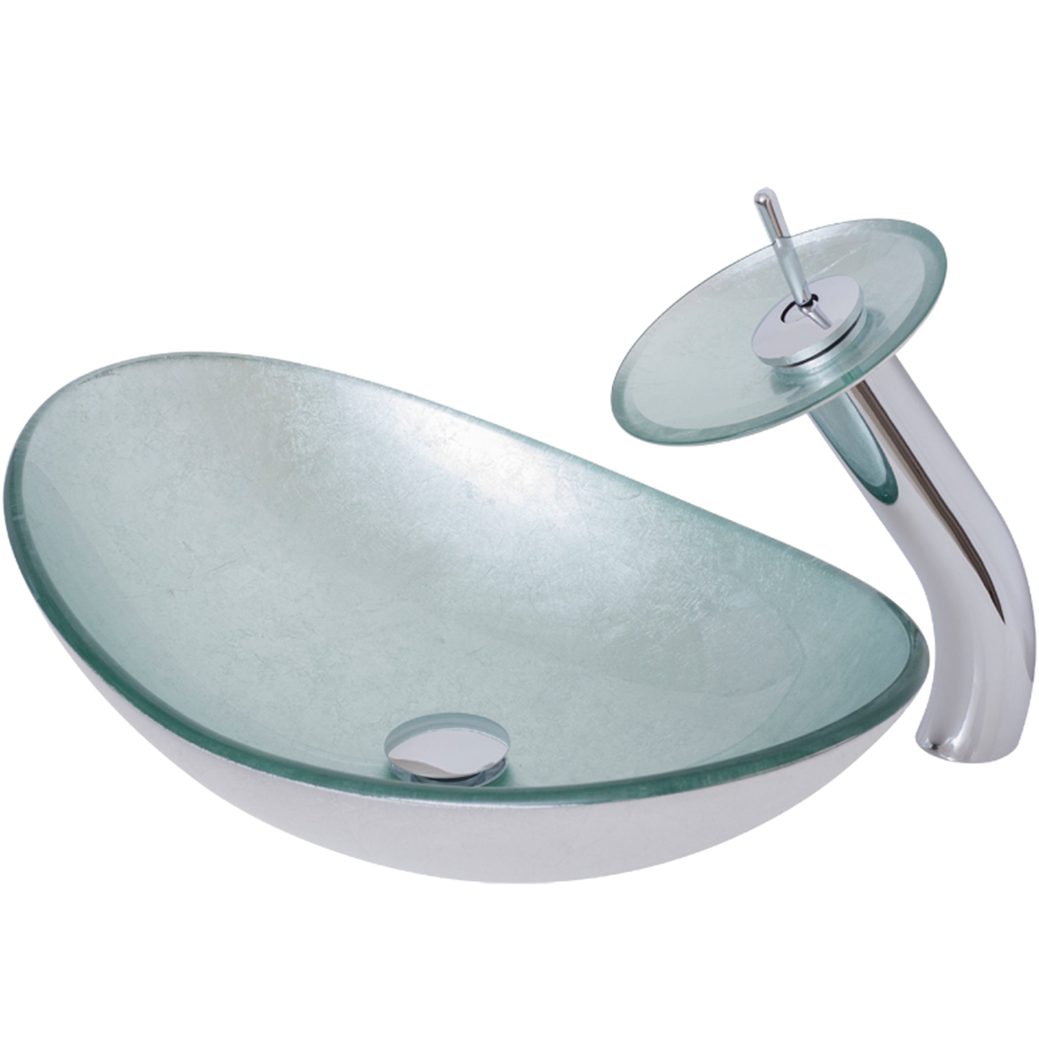 Slipper Silver Foiled Glass Vessel Bath Sink Combo Series NSFC-70328031001 — image 1