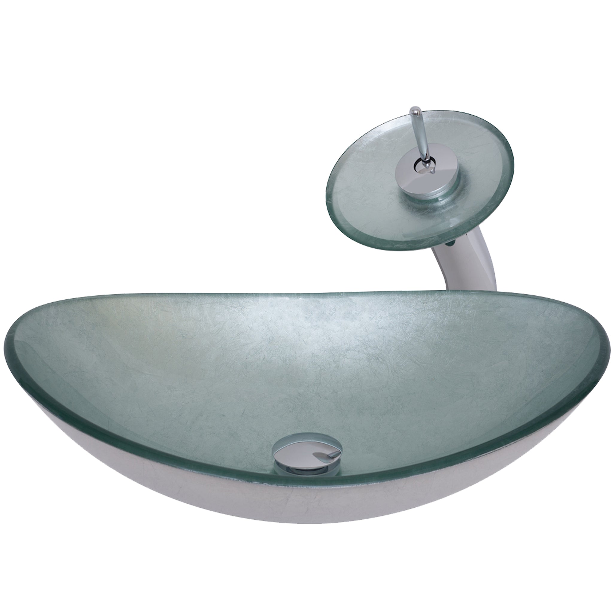 Slipper Silver Foiled Glass Vessel Bath Sink Combo Series NSFC-70328031001 — thumbnail 2