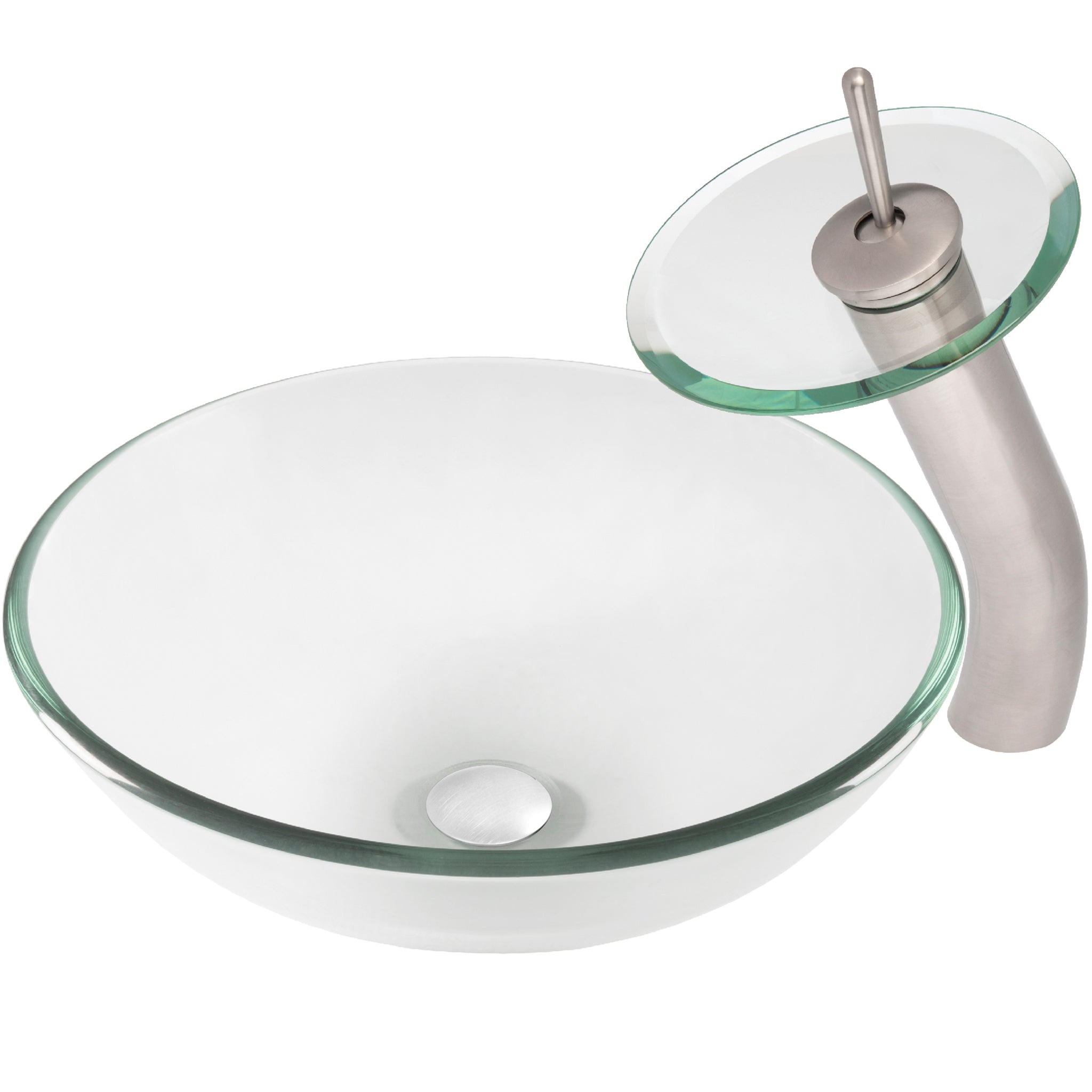 Round Clear Glass Vessel Bathroom Sink Combo Series NSFC-8048001 — image 1