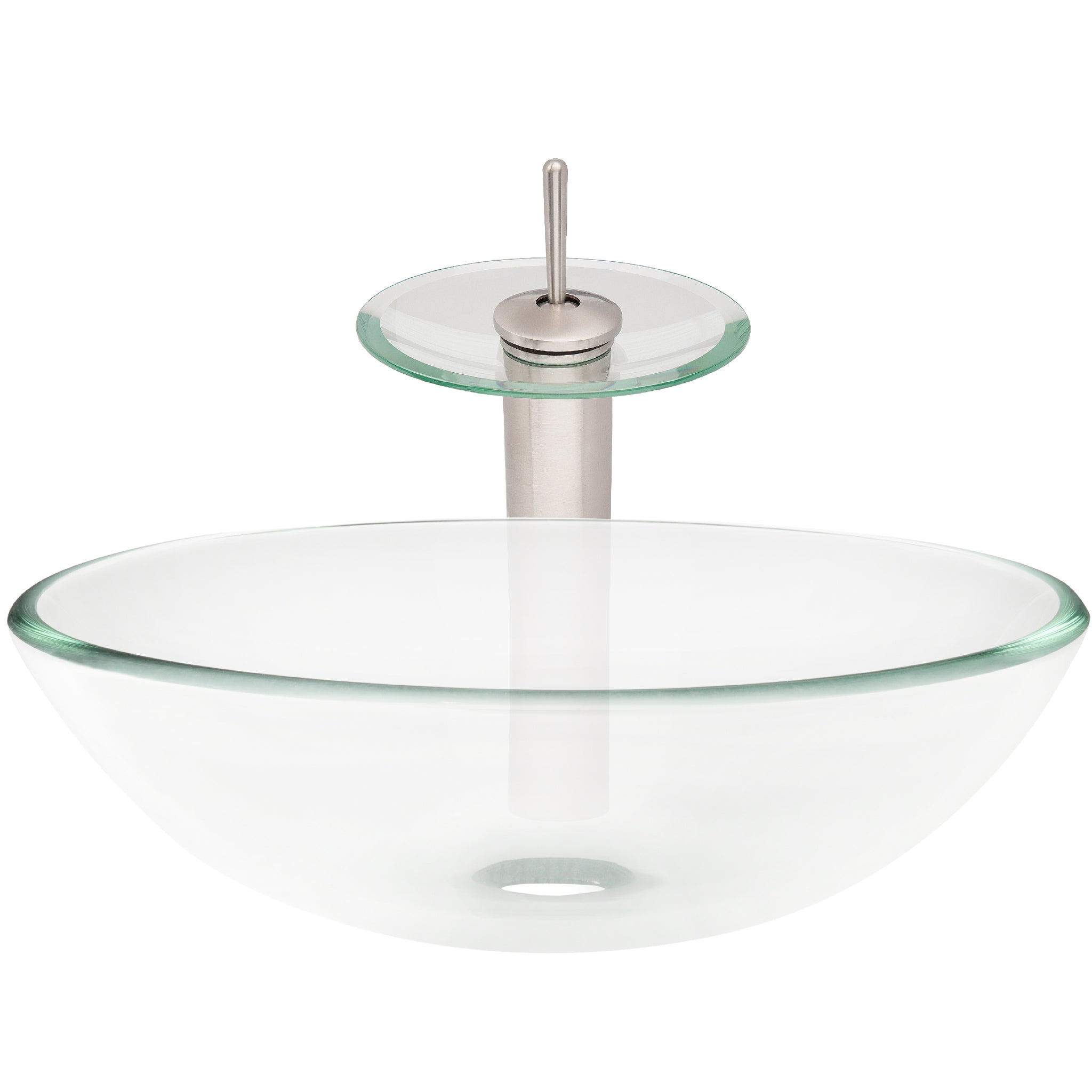 Round Clear Glass Vessel Bathroom Sink Combo Series NSFC-8048001 — thumbnail 2