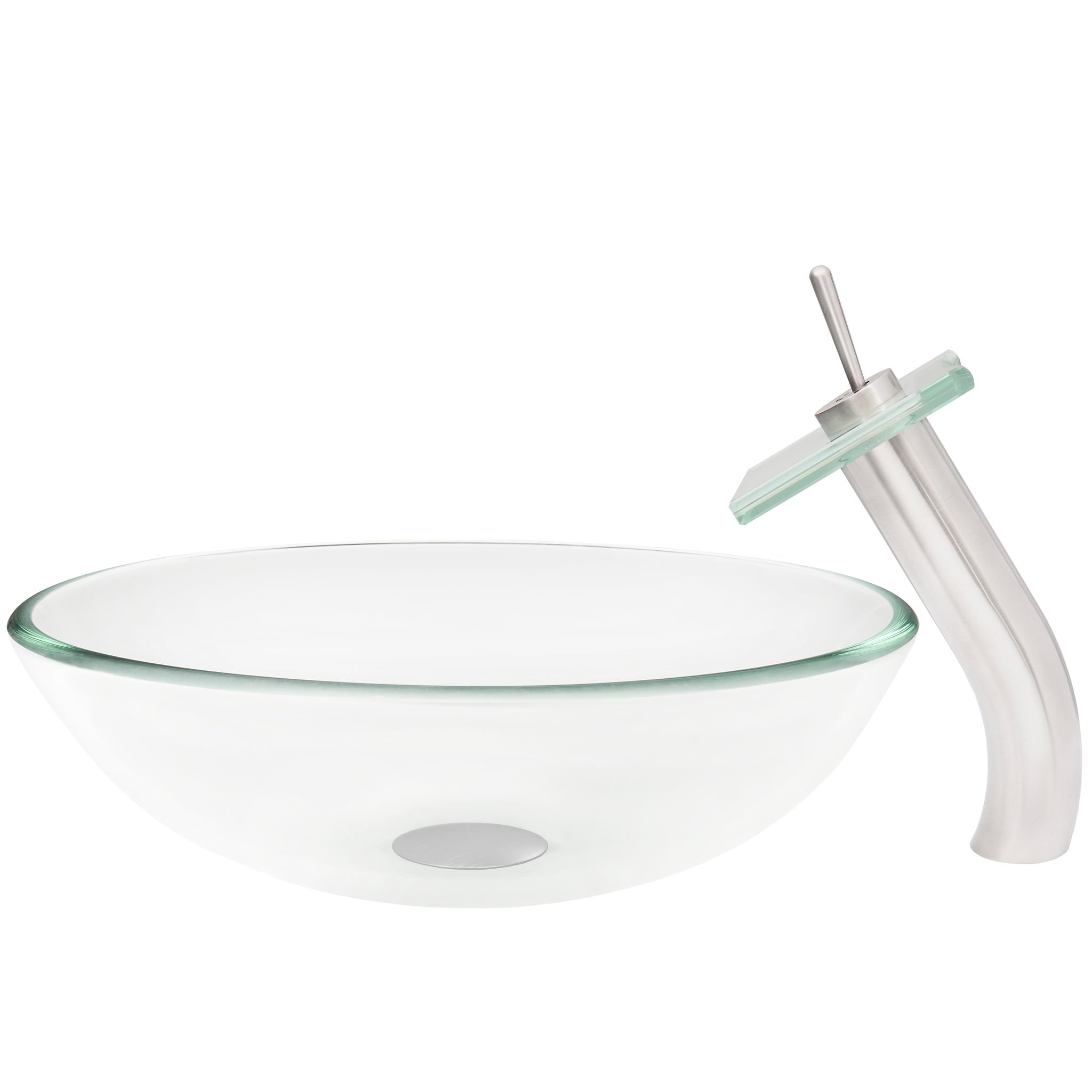 Round Clear Glass Vessel Bathroom Sink Combo Series NSFC-8048011 — thumbnail 2