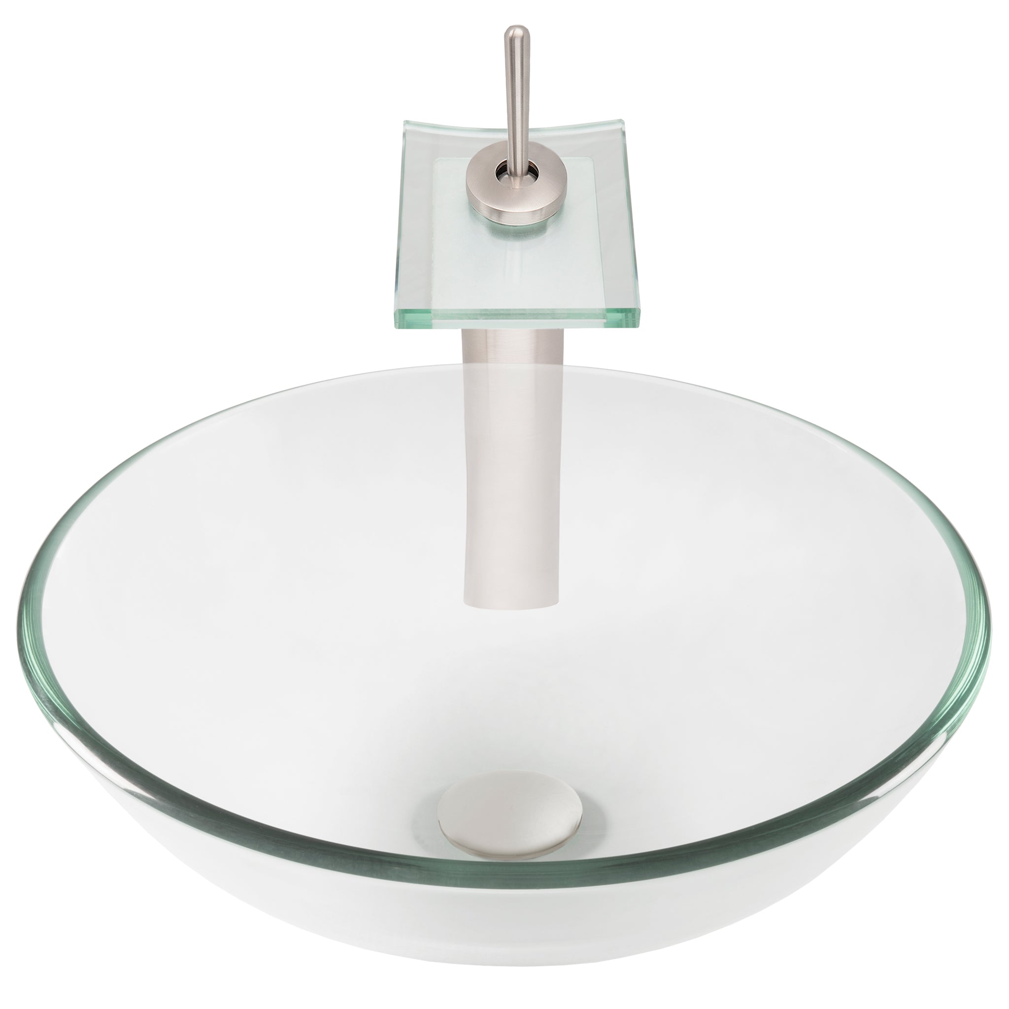 Round Clear Glass Vessel Bathroom Sink Combo Series NSFC-8048011 — thumbnail 3