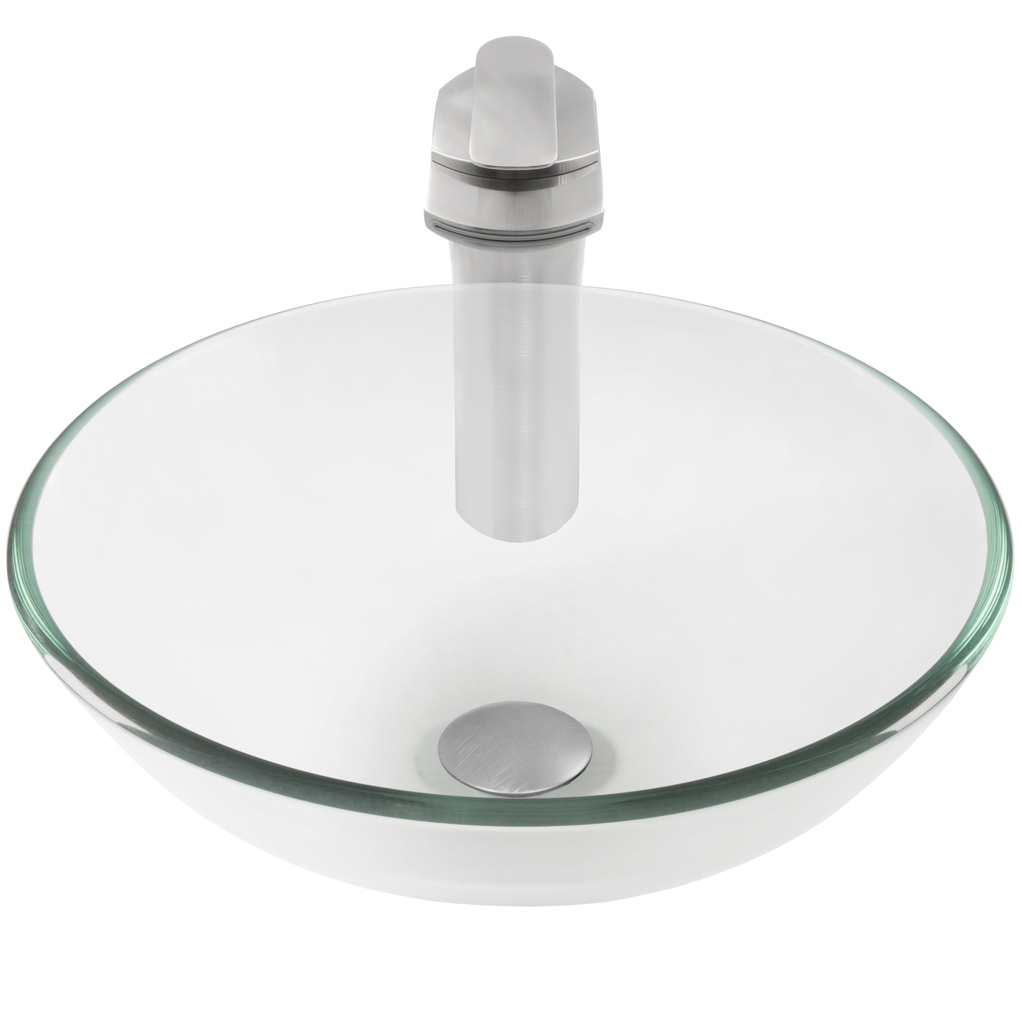 Round Clear Glass Vessel Bathroom Sink Combo NSFC-8048057BN — thumbnail 2