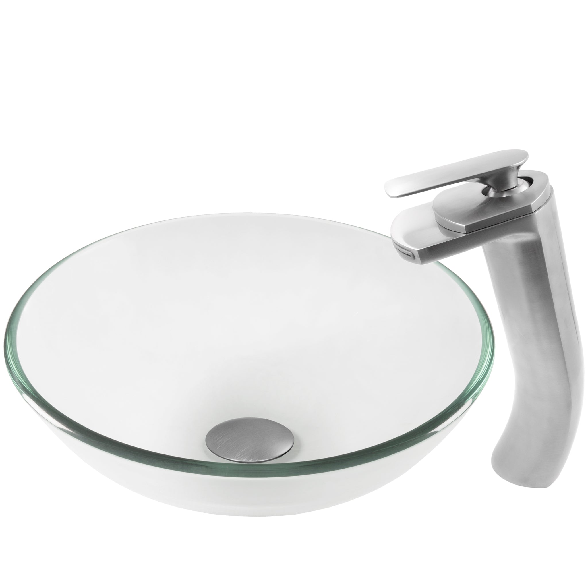 Round Clear Glass Vessel Bathroom Sink Combo NSFC-8048057BN — thumbnail 3