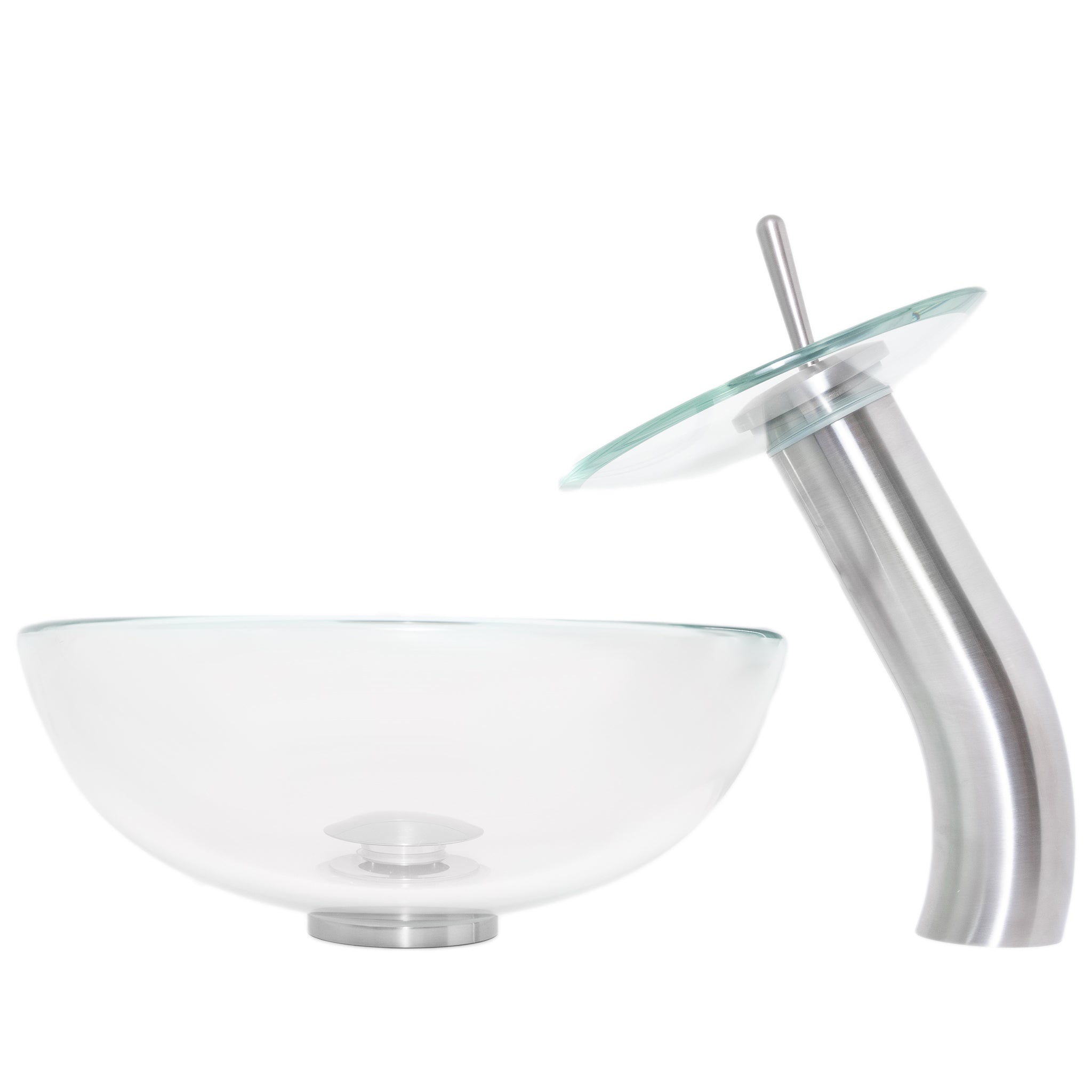 Mini 12" Clear Glass Vessel Sink Combo Set Series NSFC-8048-1217003 — thumbnail 3