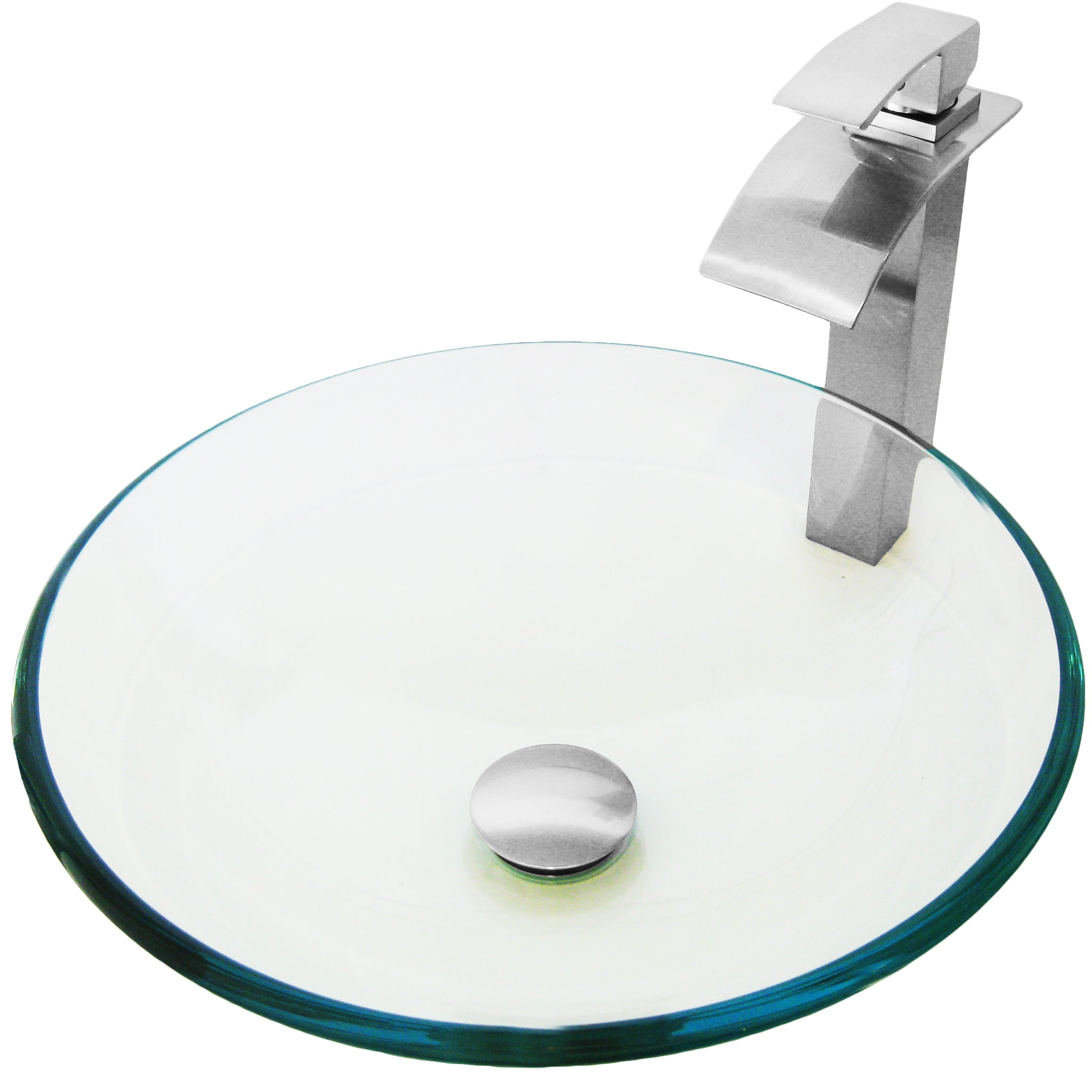 Round Clear Glass Vessel Bathroom Sink Combo NSFC-8048136BN — thumbnail 2