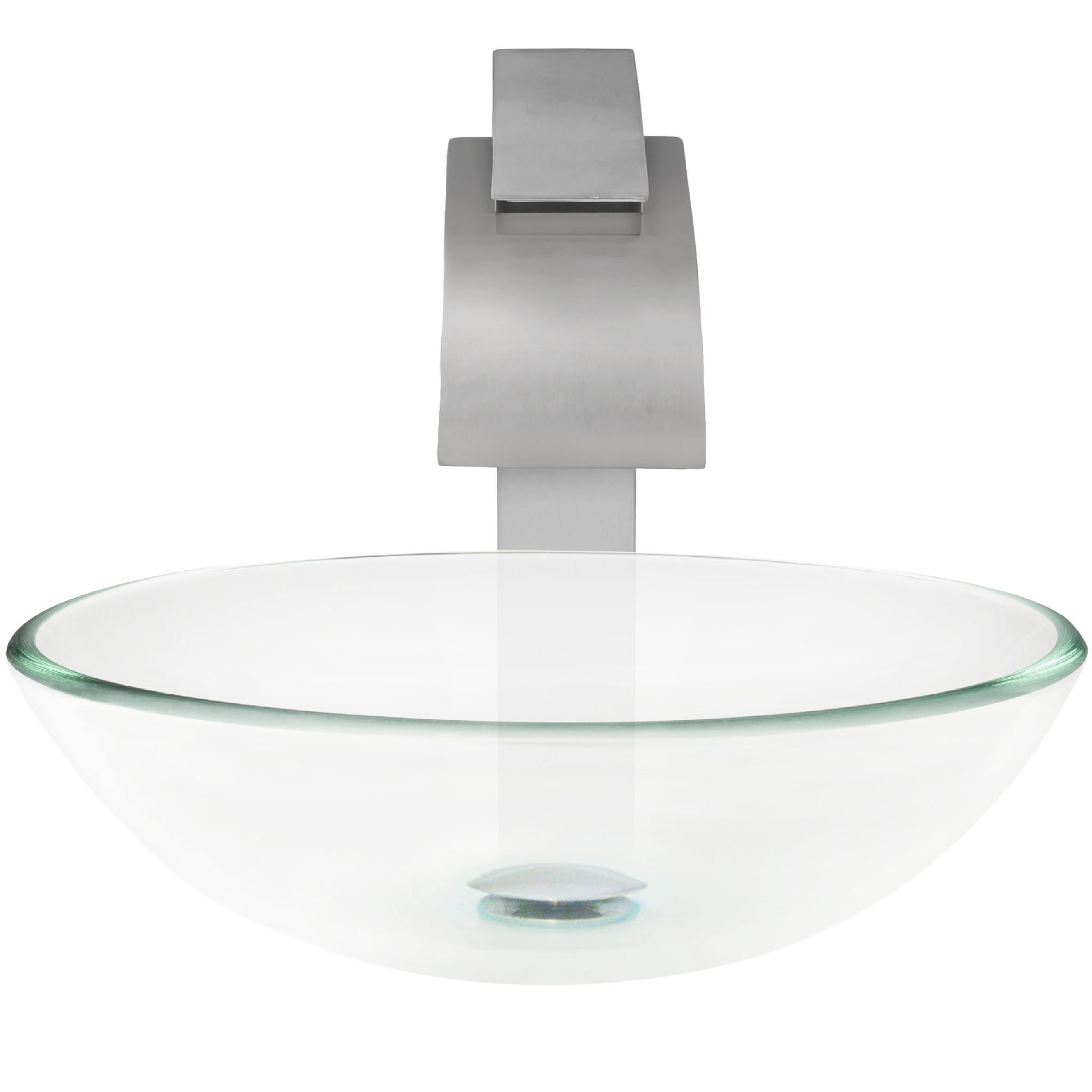 Round Clear Glass Vessel Bathroom Sink Combo NSFC-8048136BN — thumbnail 3