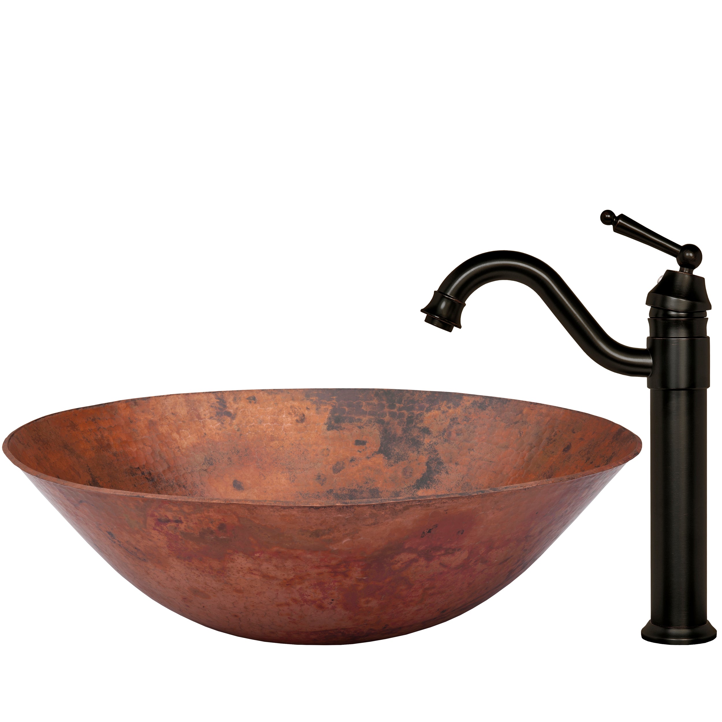 Hammered Copper Vessel Bathroom Sink Combo NSFC-CV002NA359ORB — thumbnail 3