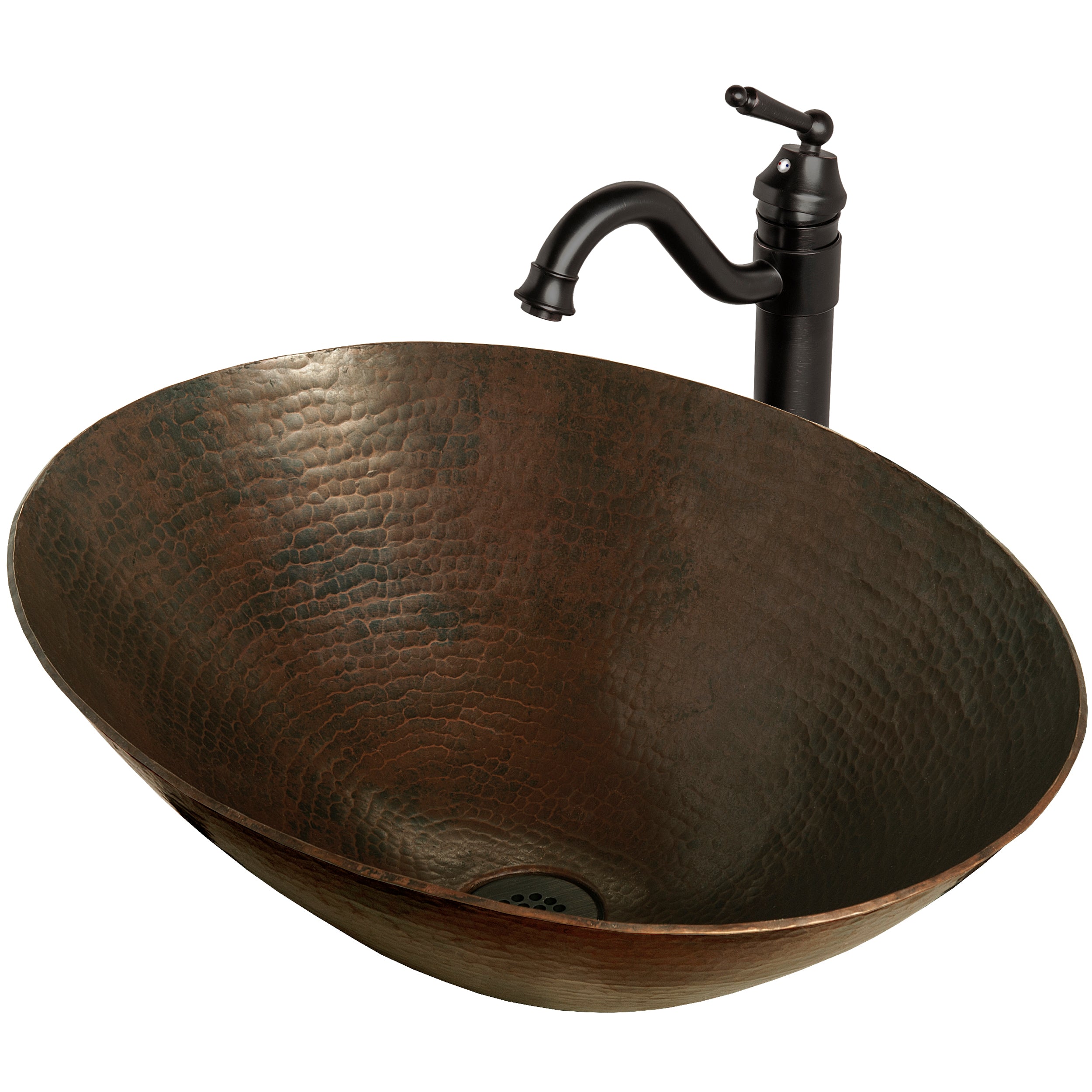 Oval Hammered Copper Vessel Bath Sink Combo NSFC-CV003AN359ORB